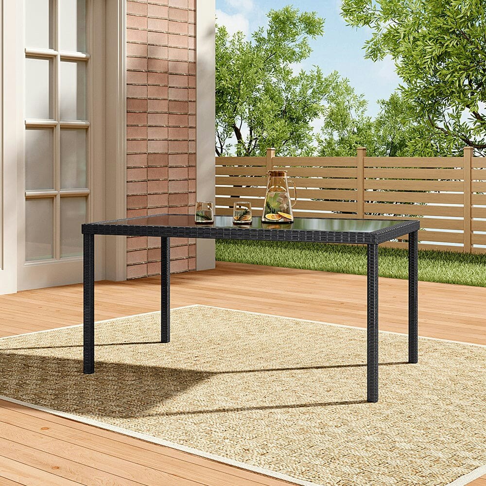 Living And Home Black/Brown 150Cm Width Garden Dining Table Patio Outdoor Rectangle Table