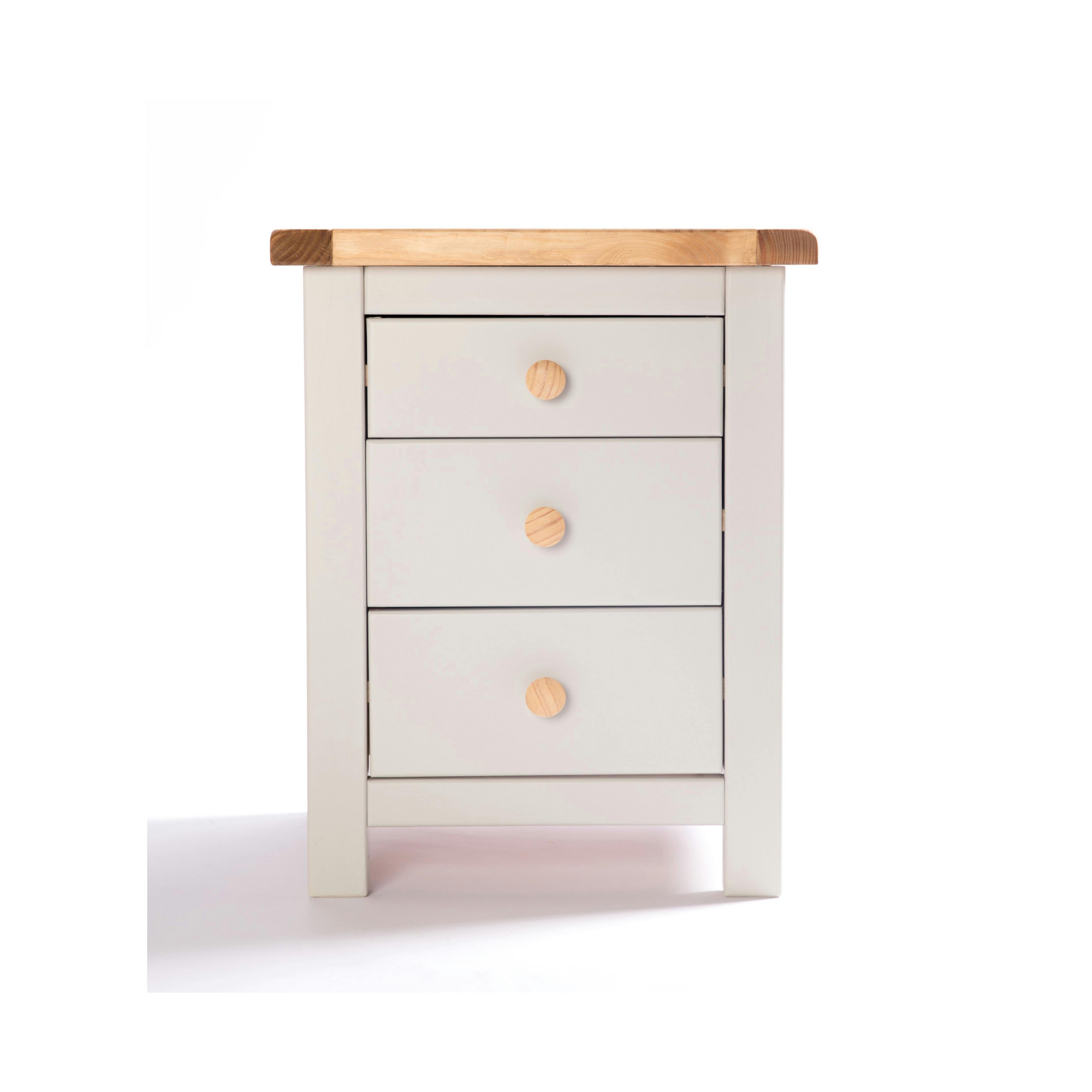 Rackhams Light/Grey Argenta 3 Drawer Bedside Table