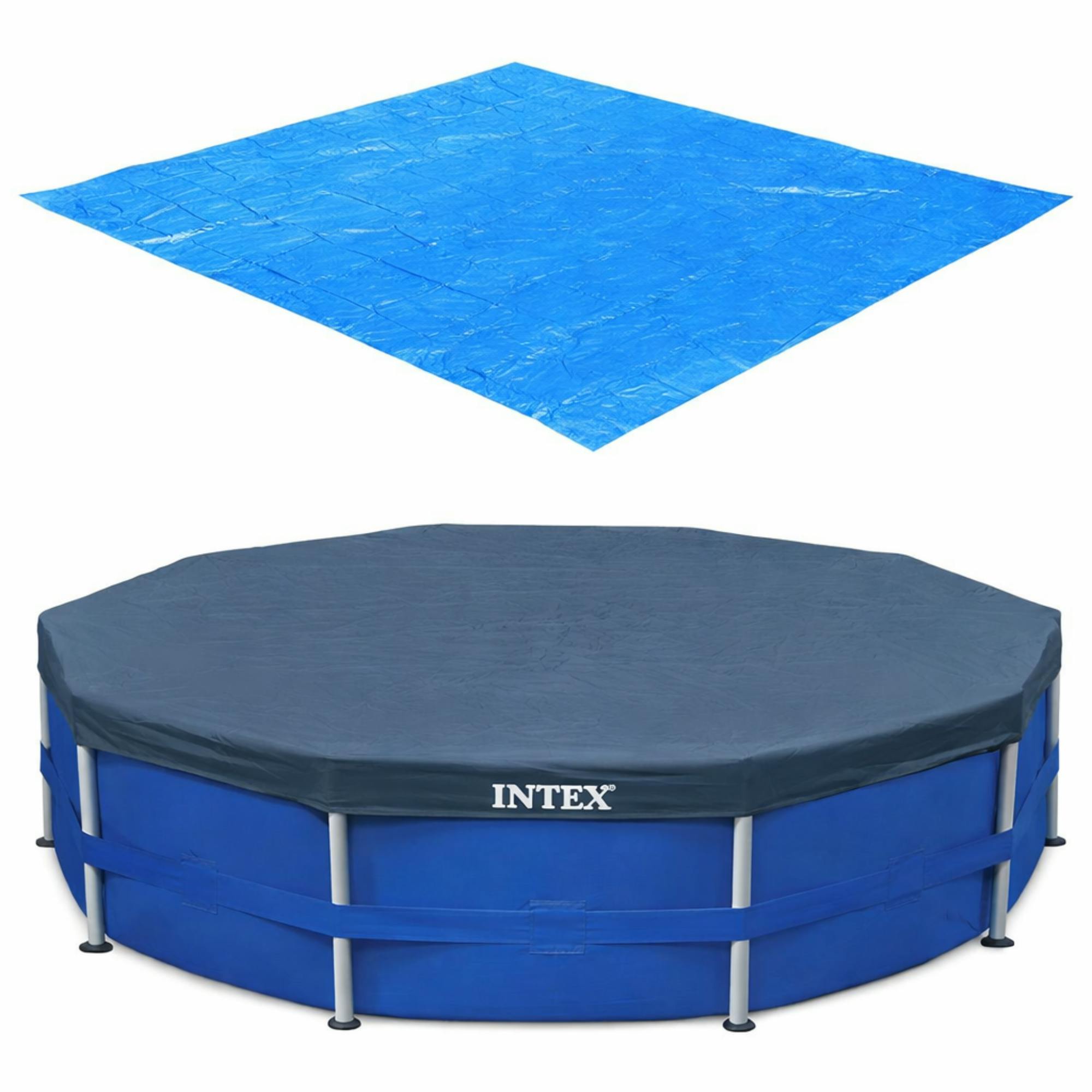 Rackhams 12 Ft Pool Cover And 15.5 Ft Ground Cloth – Protective Pool Cover With Heavy-Duty Base Mat