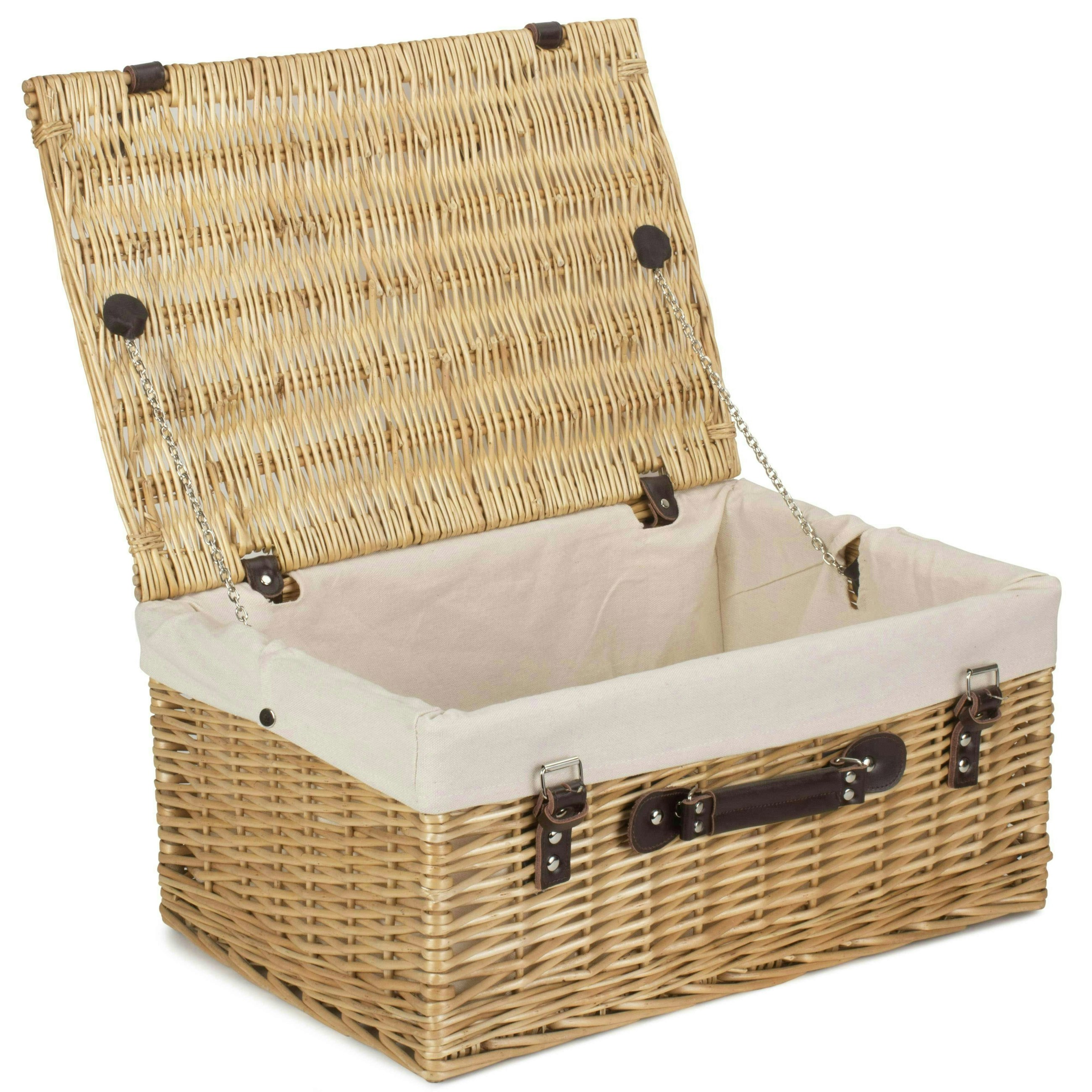 Red Hamper Red/White Hamper 51Cm Buff Willow Wicker Picnic Basket