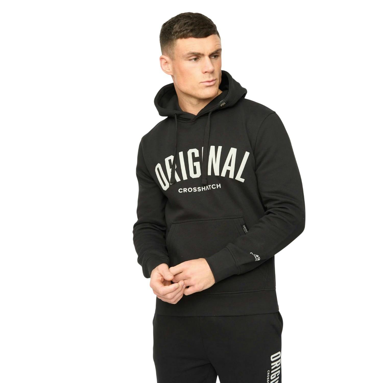 Crosshatch Men's Black Kensby Hoodie - M - 60% Cotton/40% Polyester