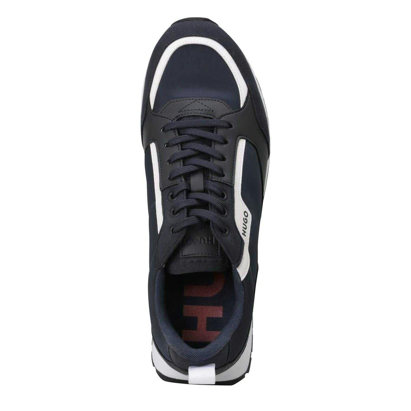Hugo Men's Icelin Leather Trainers - Navy - 9 Uk - Navy - 100% Mixed