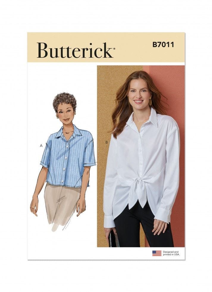 Butterick Women's Sewing Pattern 7011, Tops, Shirts For H5 (6-8-10-12-14) - Intermediate - U5 (16-18-20-22-24)