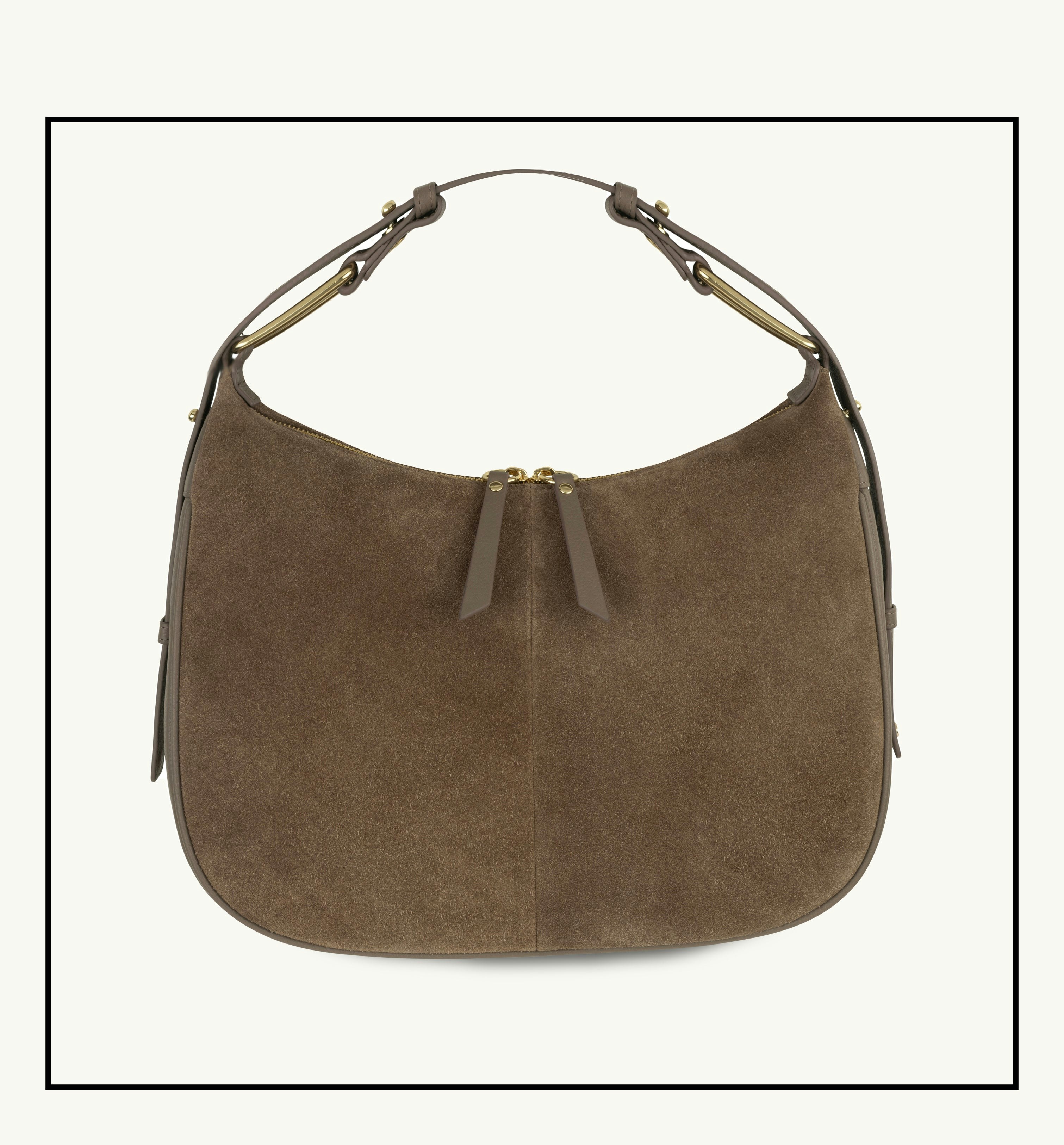 Apatchy London Gold The Charlie Mushroom Suede Bag - Mushroom Small