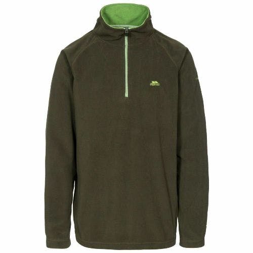 Trespass Men's Blackford Microfleece Pull Over Zip Fleece Top - Olive - S
