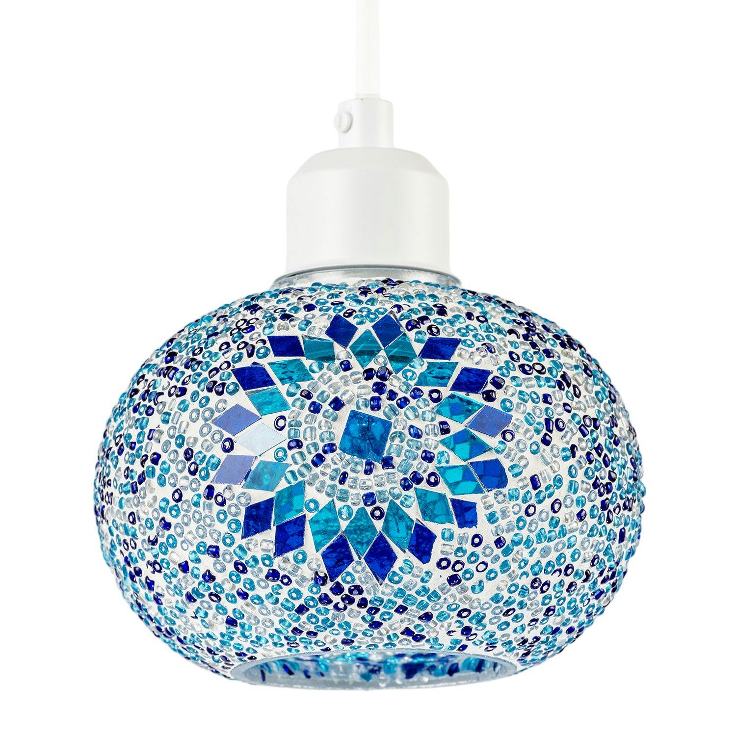 Happy Homewares Light/Dark/Blue And Mosaic Glass Artisanal Pendant Ceiling Shade