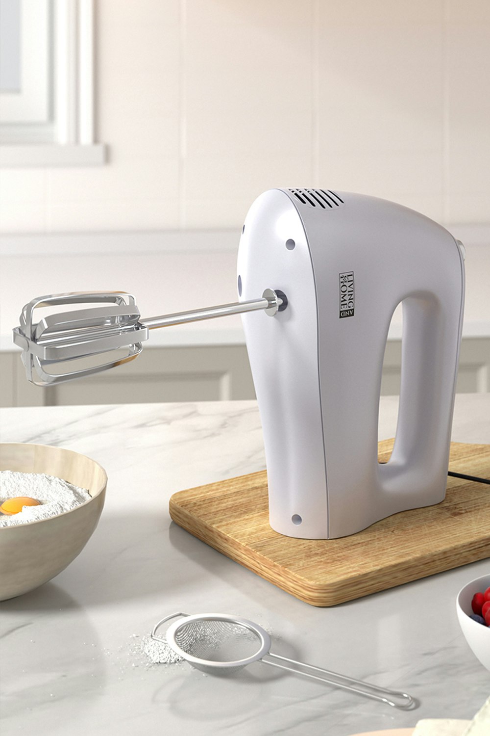 Living And Home White 250W 5-Speed 3Pcs Electric Handheld Egg Beater Whisk Household Blender Stirrer Kitchen Mixer Whipper