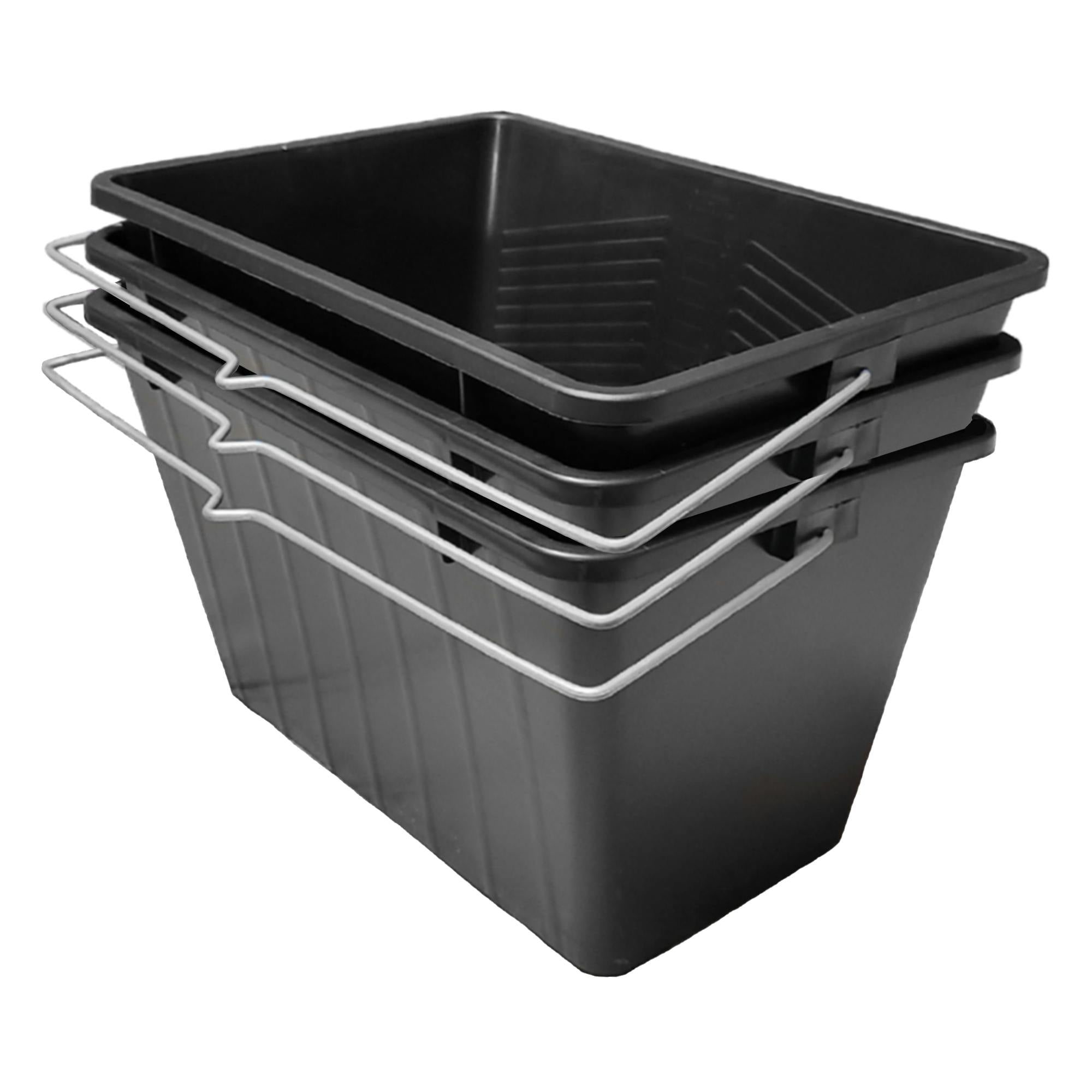 Ketoplastics Black Large Paint Scuttle Large Decorators Roller Bucket With Metal Handle For Decorating Paints & Paste 15L, (Pack Of 3)