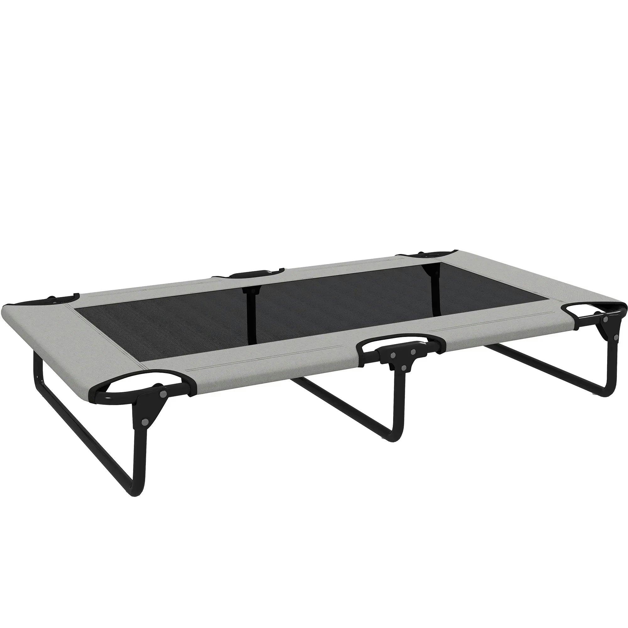 PawHut Raised Dog Bed for Large Dogs 107 x 61 x 20 cm Light Grey | Portable Elevated Pet Cot, Breathable Mesh, Indoor Outdoor Use - Image 8