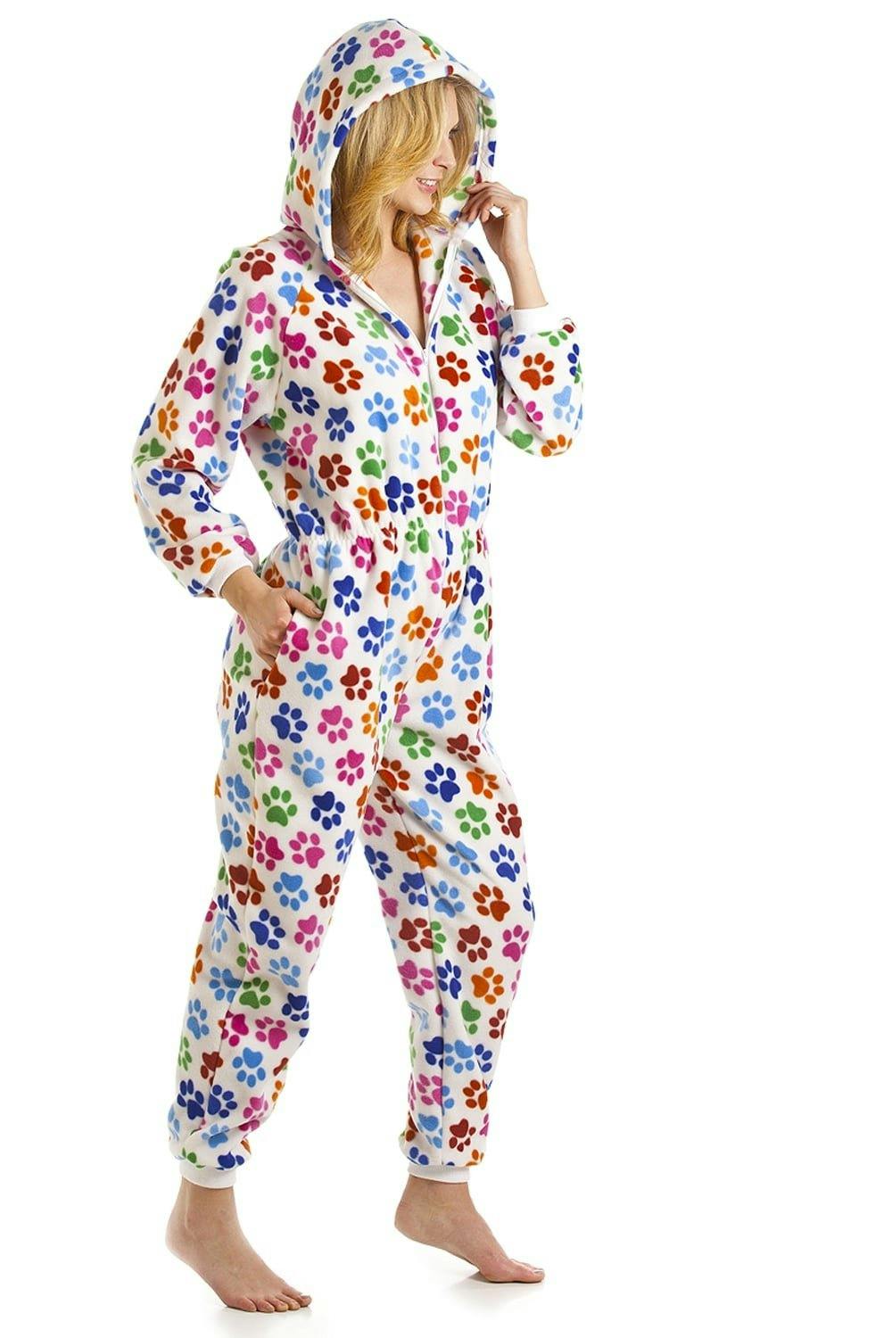 Camille White Various Colour Multi-Coloured Paw Print Onesie - /Multi - 22-24