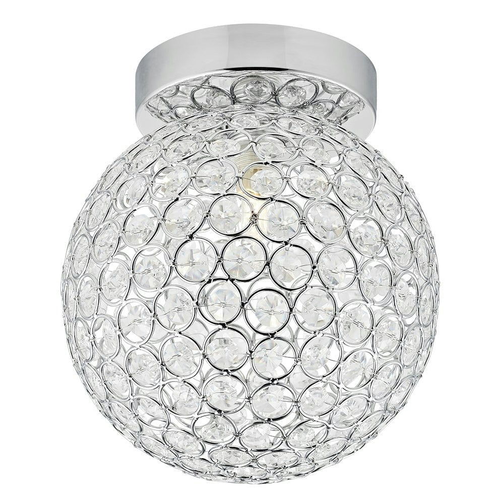 Rackhams Light Modern Chrome And Clear Glass Ip44 Rated Bathroom Ceiling