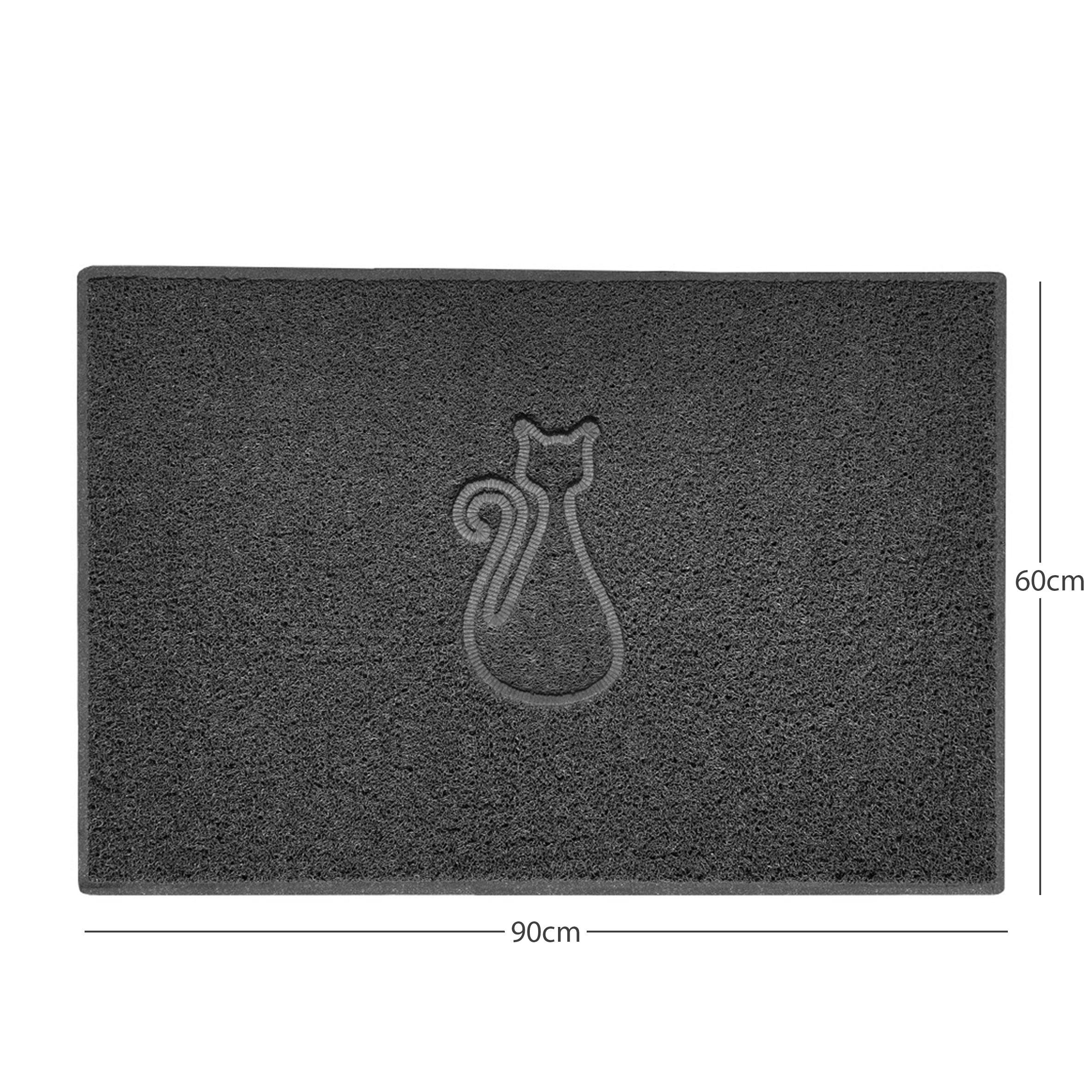 Rackhams Dark/Grey "Cat" Embossed Loofah Textured Spaghetti Door Mat - 90Cm X 60Cm - Yes (Suitable For Indoors)
