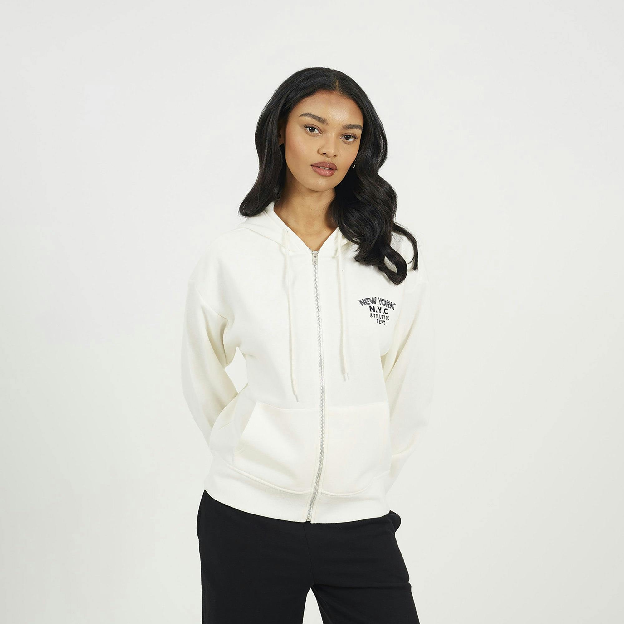 Brave Soul Cream Zip Through Hoodie - Xl
