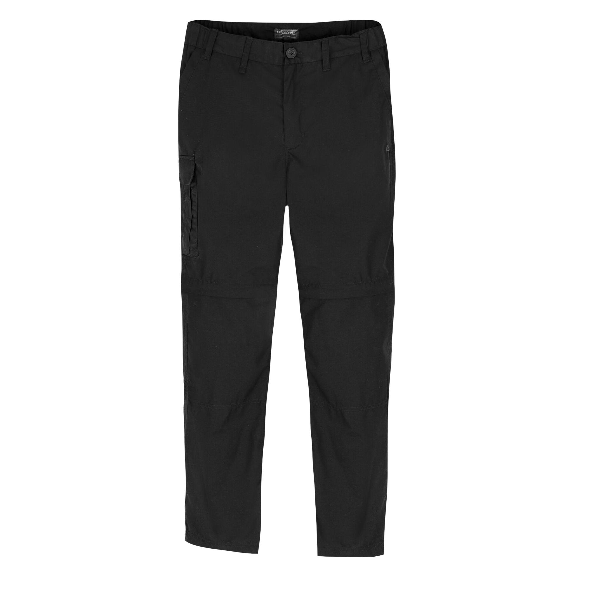 Craghoppers Men's Black Expert Kiwi Convertible Tailored Cargo Trousers - 38R - 65% Recycled Polyester/35% Cotton
