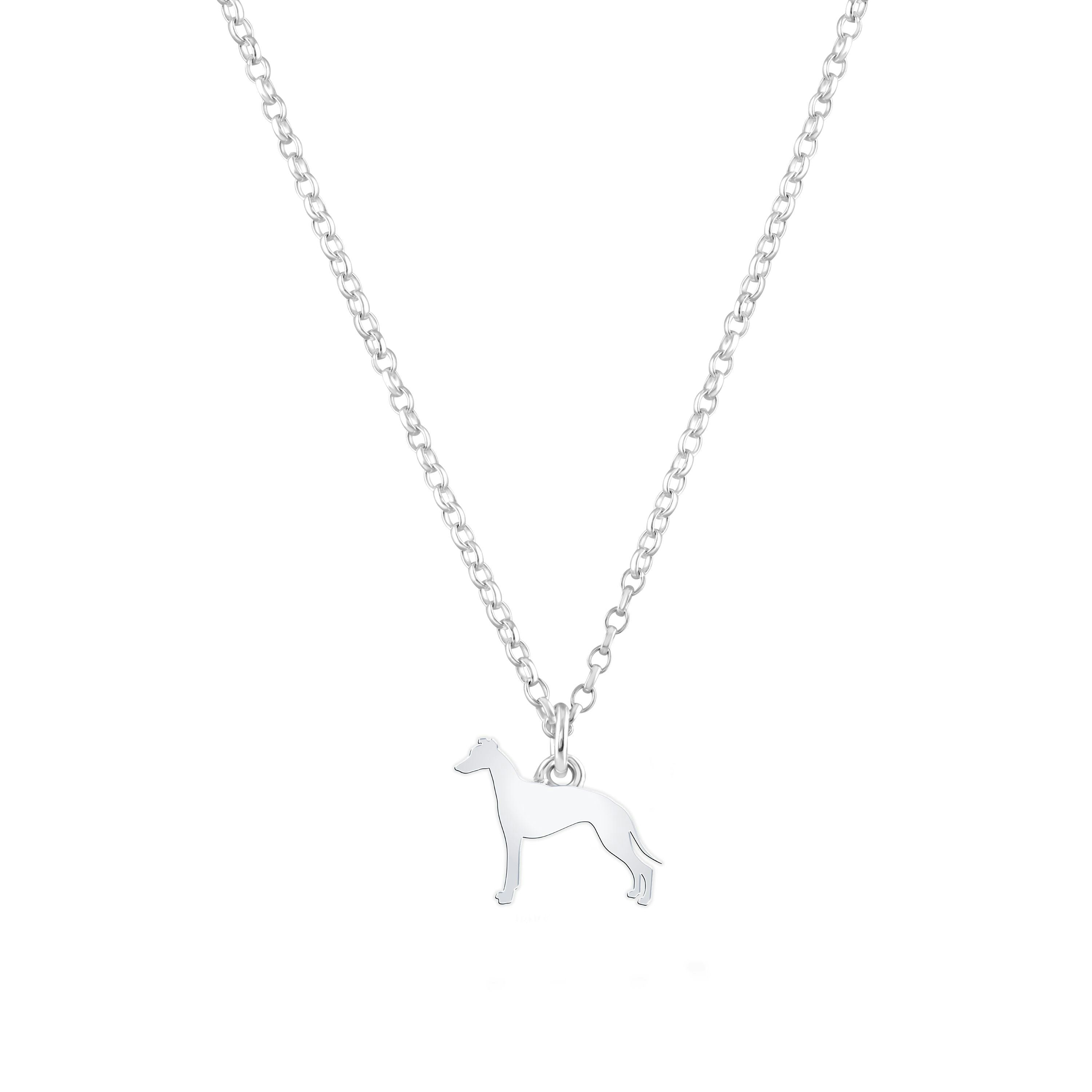 Mylee London Silver Whippet Silhouette Necklace - Personalised - No