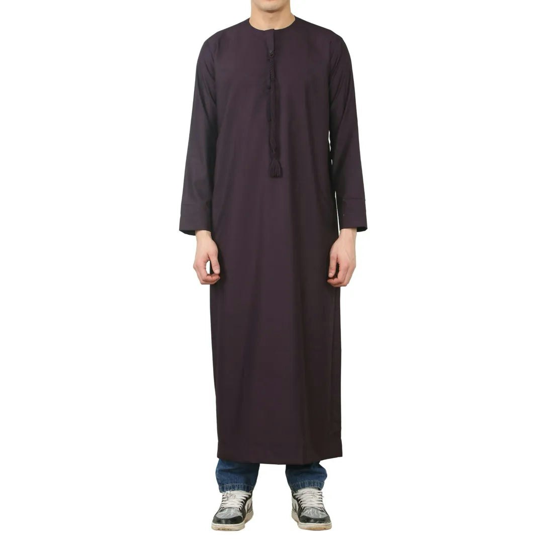 Thobez Men's Purple Tt-001 - Emirati Thobe Islamic Clothing String Tassel - 58 - Slim
