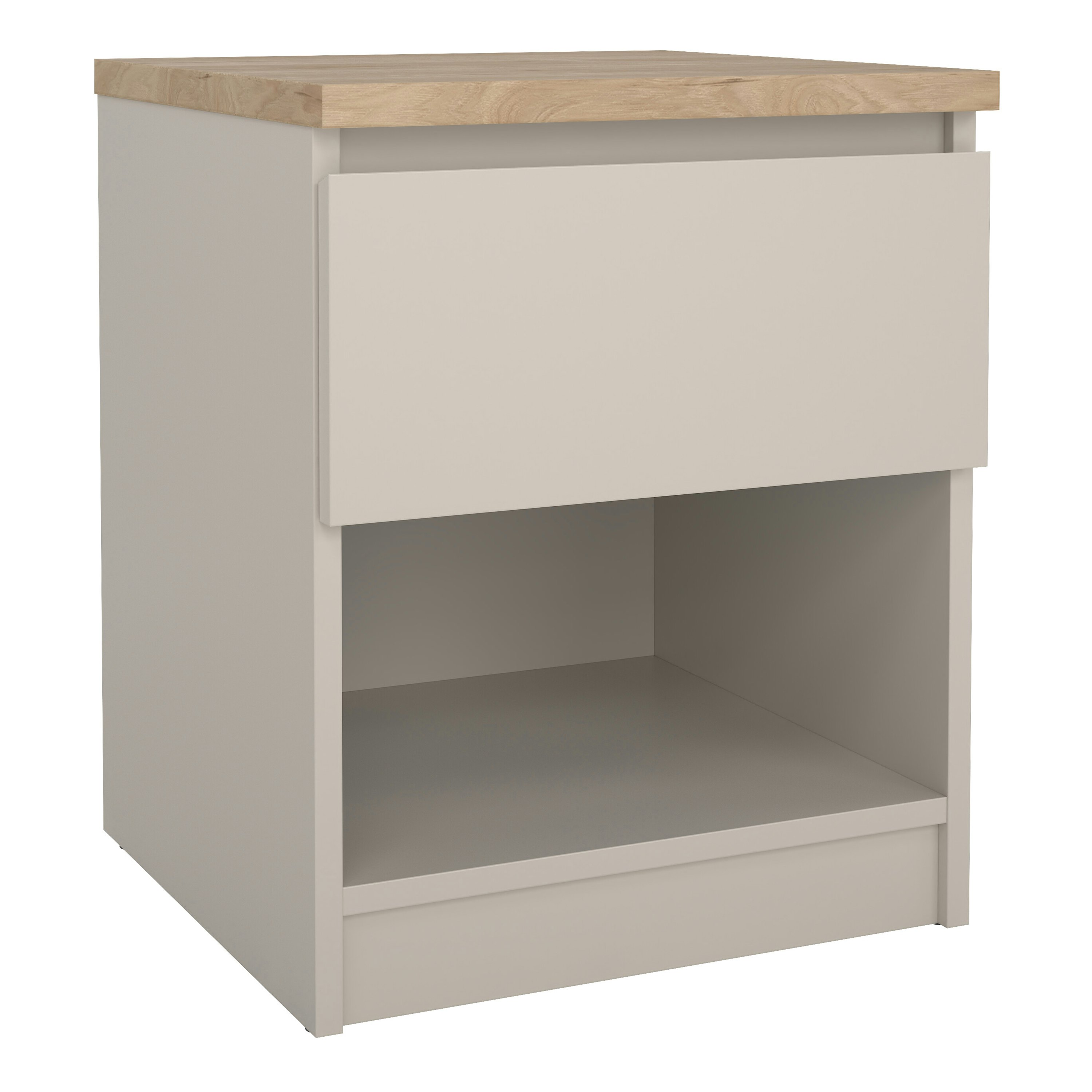 Rackhams Beige Naia Bedside 1 Drawer 1 Shelf In Cashmere Jackson Hickory - Manufactured Wood - 1