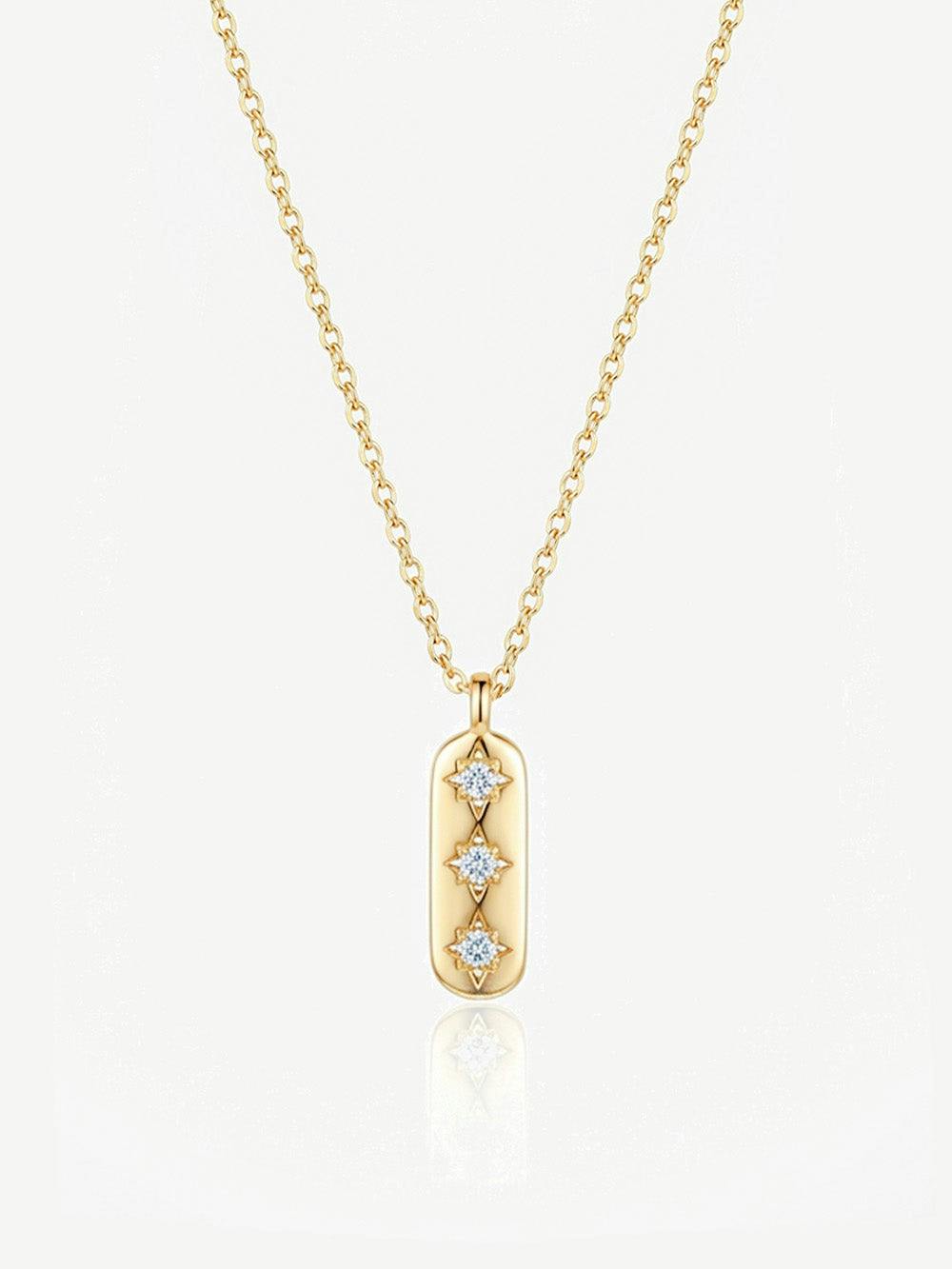 Muchv Gold/Silver Vertical Bar Necklace With Three Stars In 18K Or