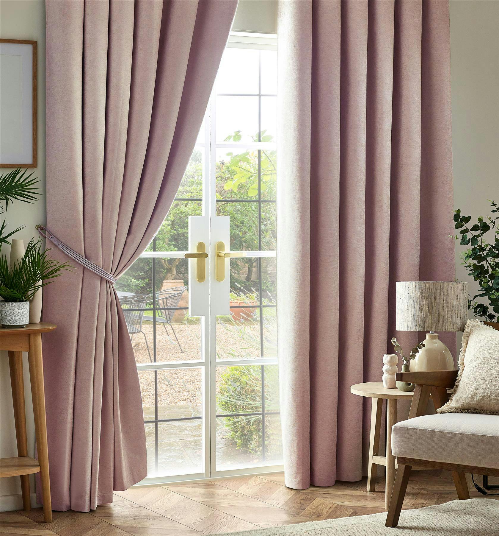 Rackhams Pink Chenille Blackout Pencil Pleat Top Curtains - 229Cm Width X 183Cm Drop