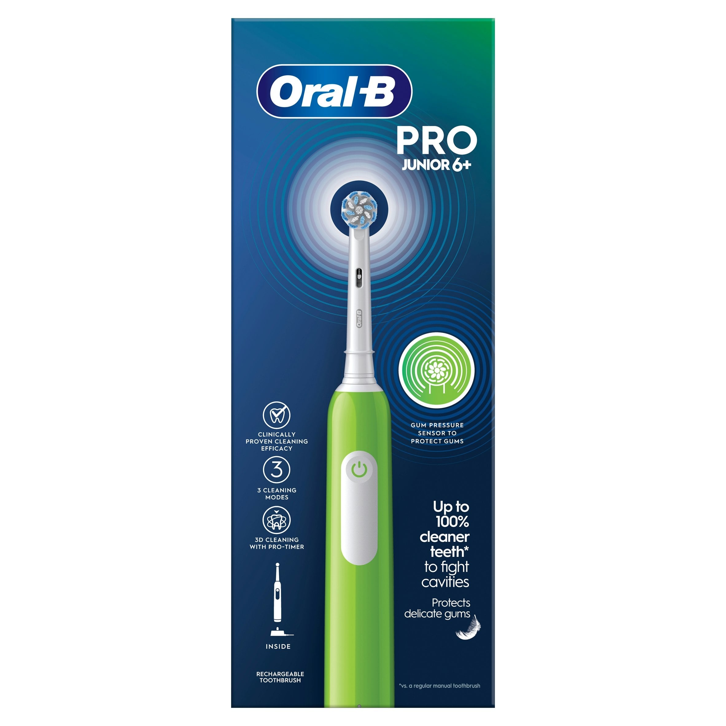 Oral-B Pro Junior Electric Rechargeable Toothbrush for Kids Aged 6+, Green - Image 6