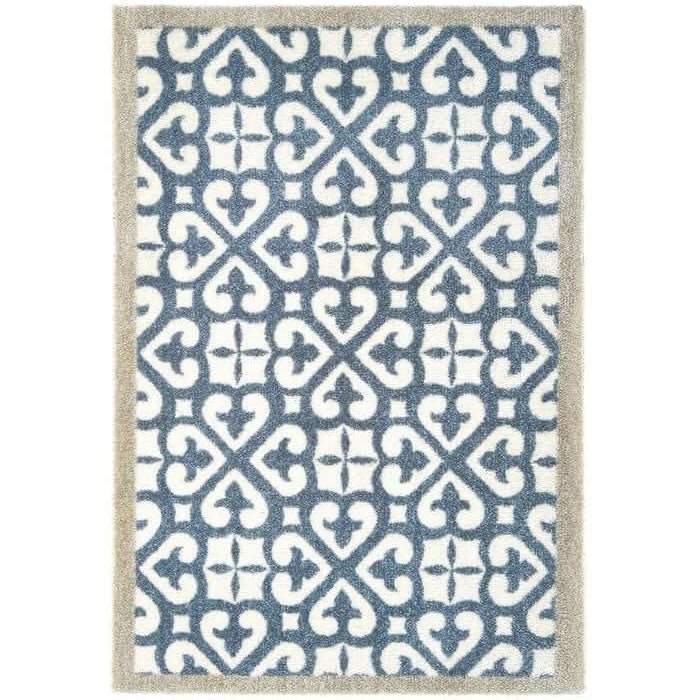 The Rugs Blue Abstract Washable Harlequin Tile Mat And Runner - 50X75 Cm