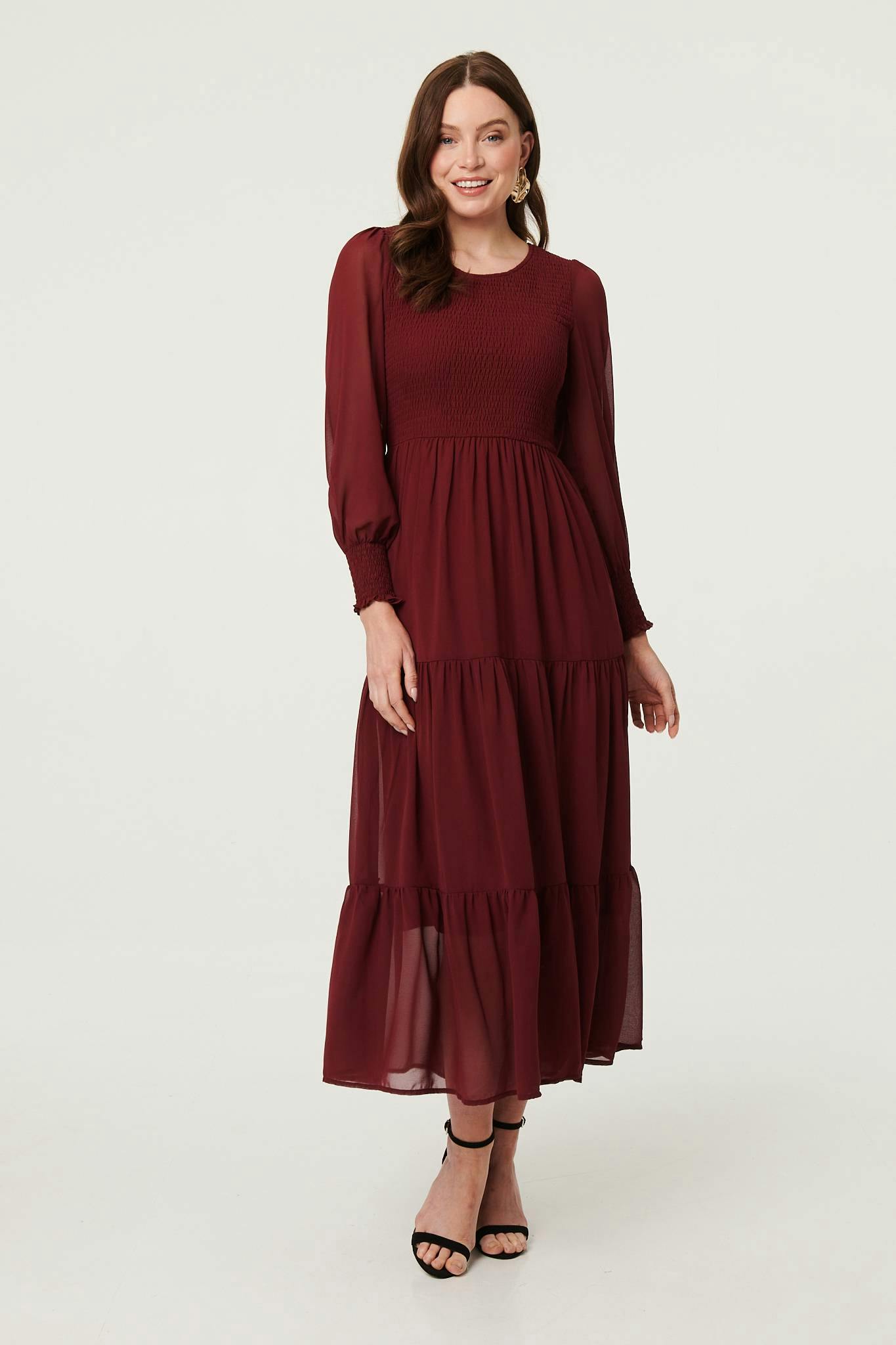 Izabel London Red Semi Sheer Laye Tie Maxi Dress - 18