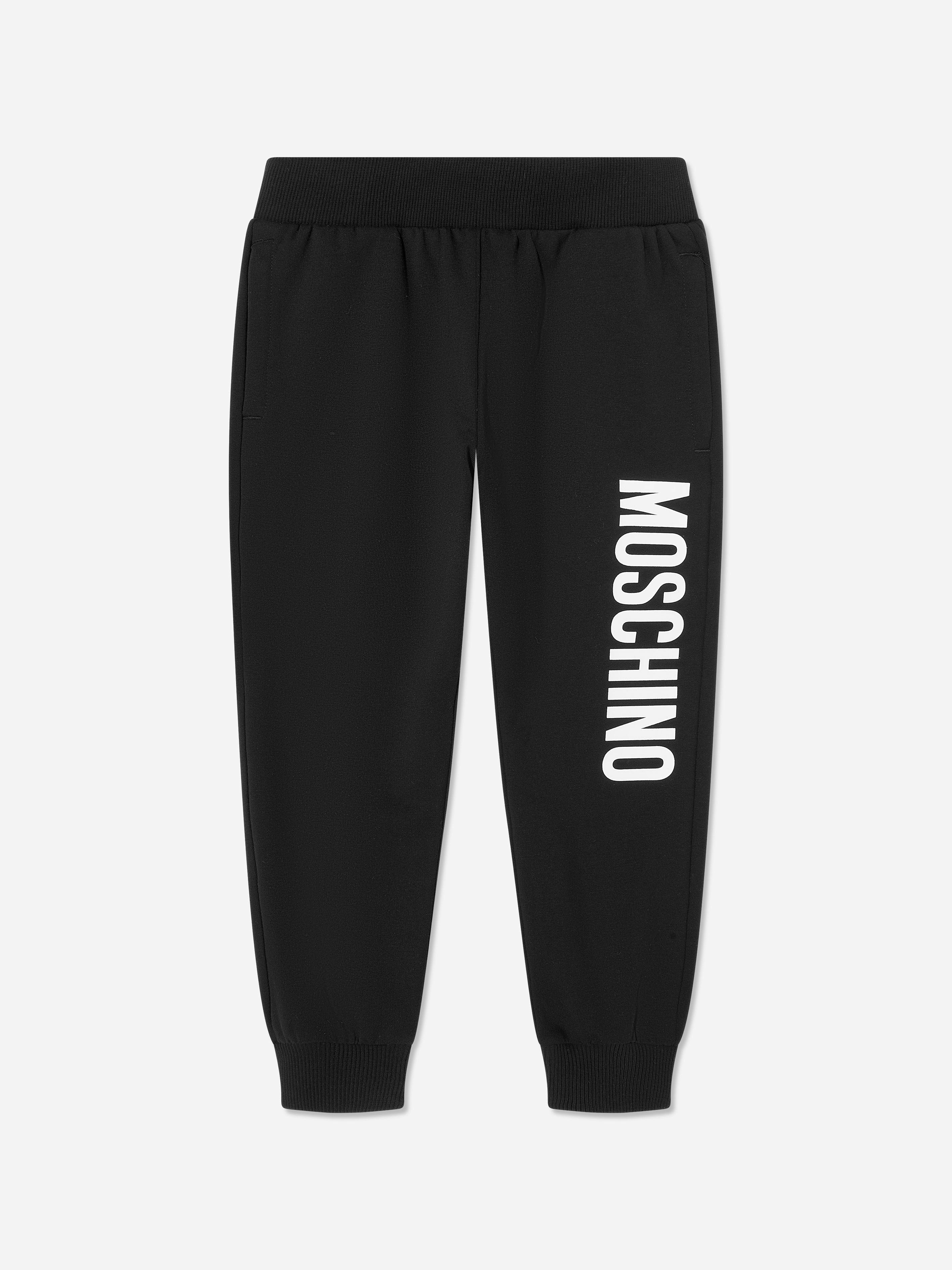 Moschino Kids Boys Black Logo Joggers In - 14 Yrs