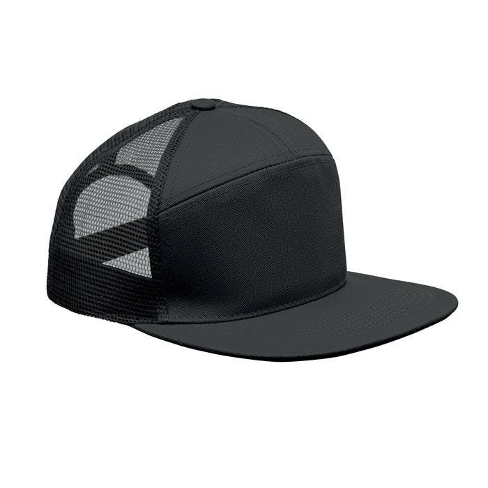 Midocean Black Bead Flat Peak Trucker Cap - One Size - 100% Mixed