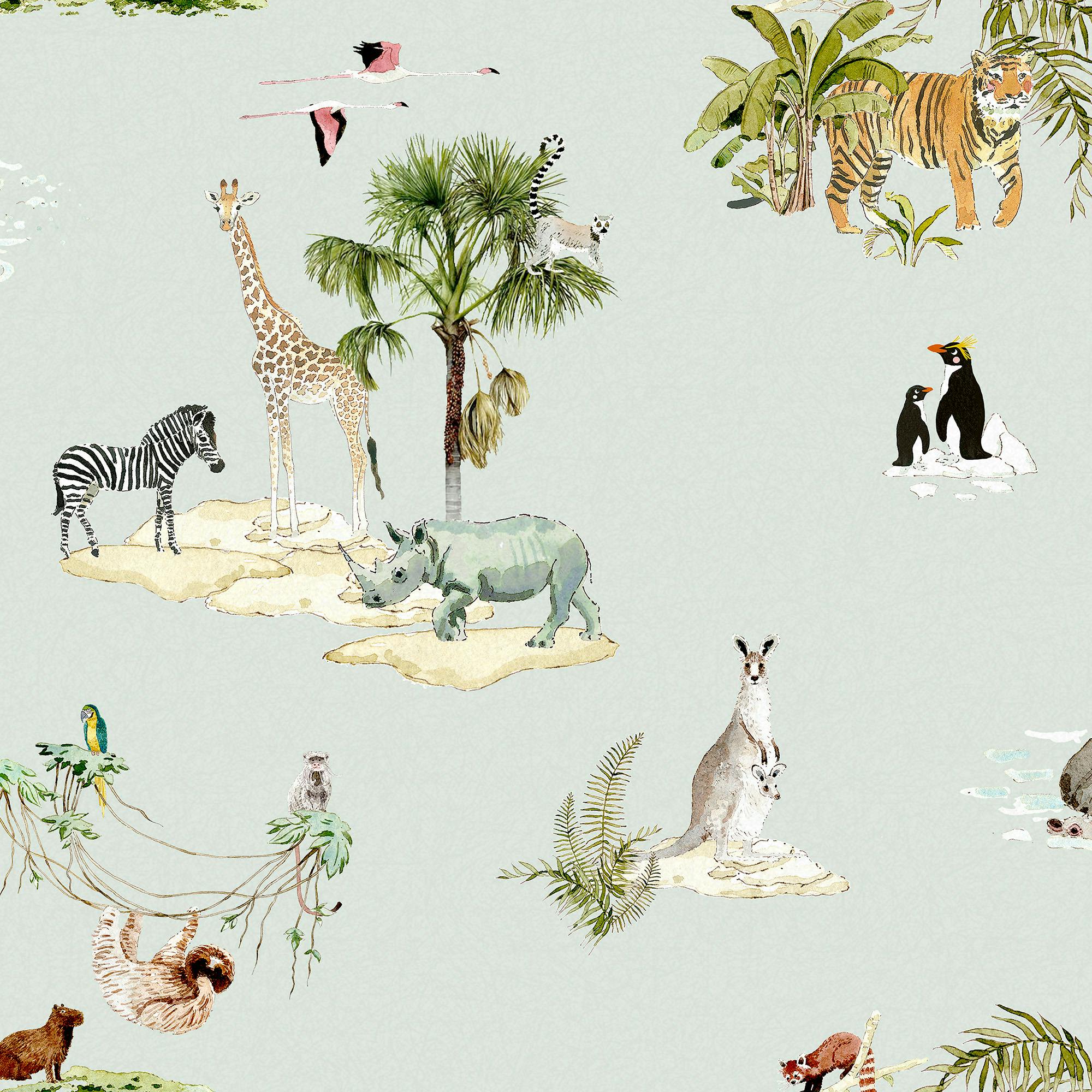 Rackhams Blue Animals Of The World Misty Wallpaper