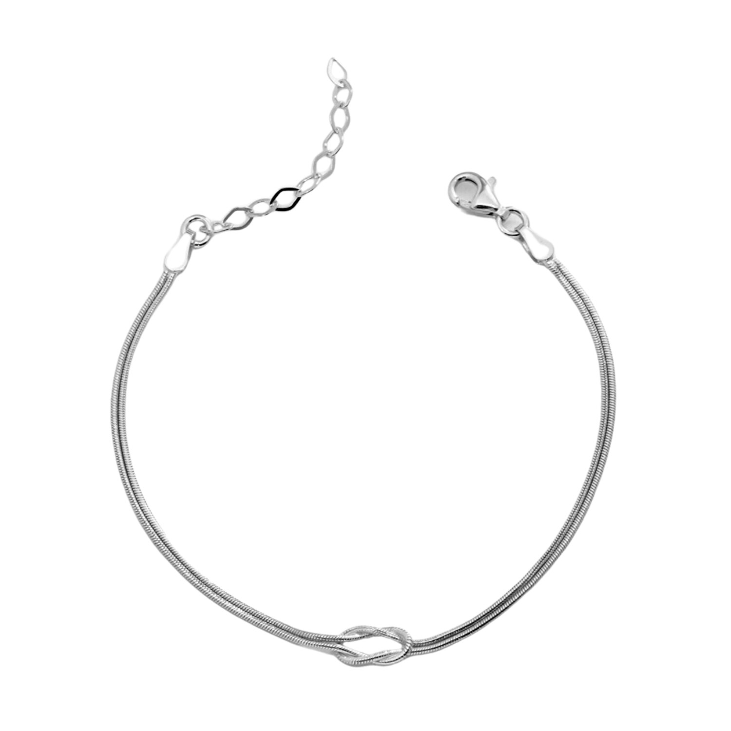 Spero London Silver Sterling Snake Chain Knot Bracelet