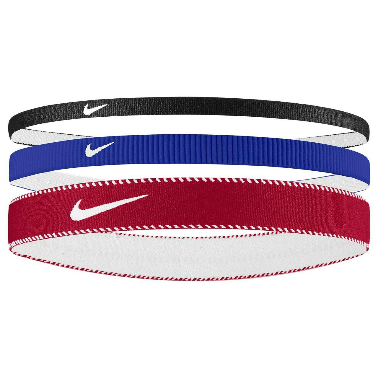 Nike Red/Blue/Black Classic Mixed Flexible Headband (Pack Of 3) - One Size - 100% Mixed