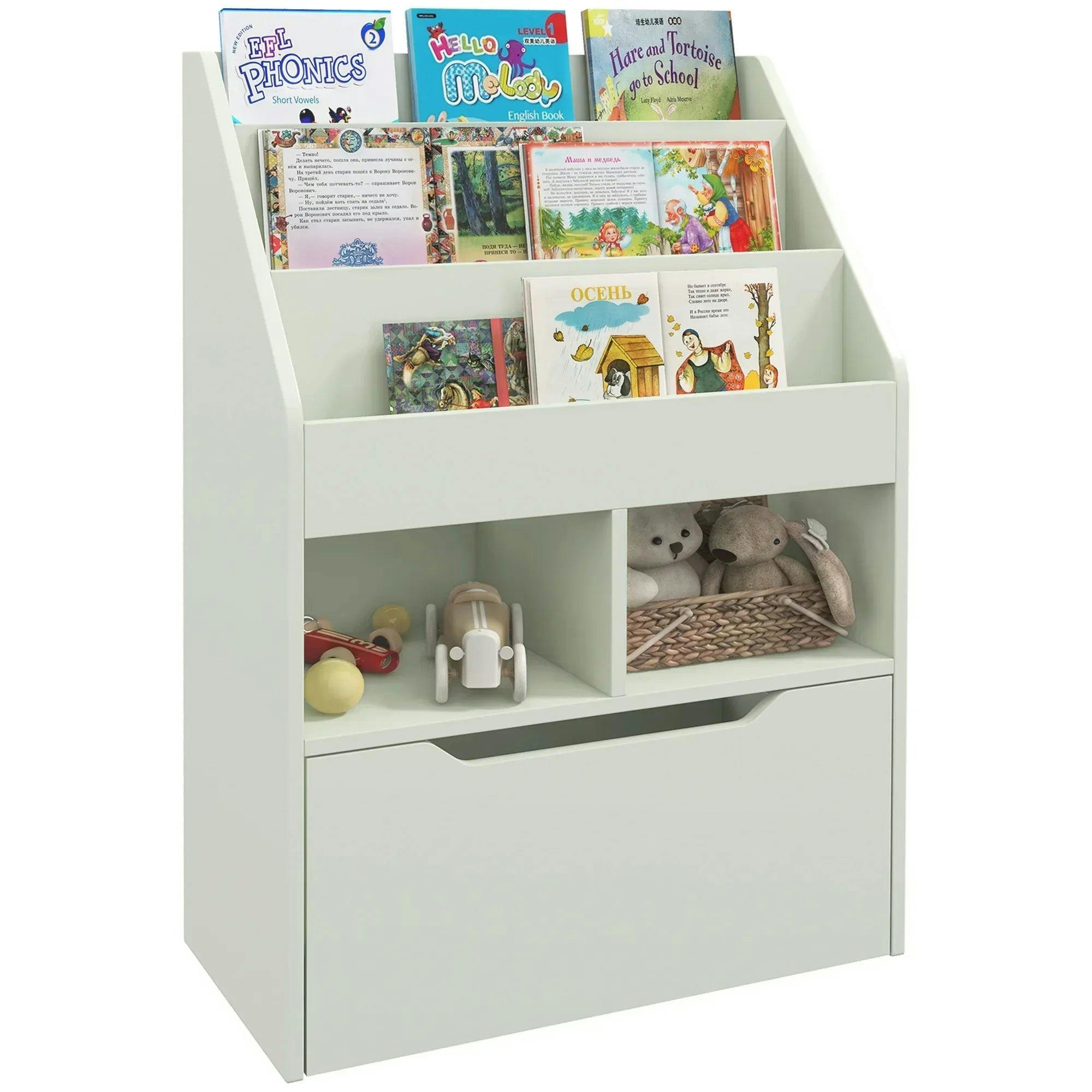 B&Q - Kids BookcaseToy Box W/ Storage DrawerWheels For BedroomGreen - Image 5