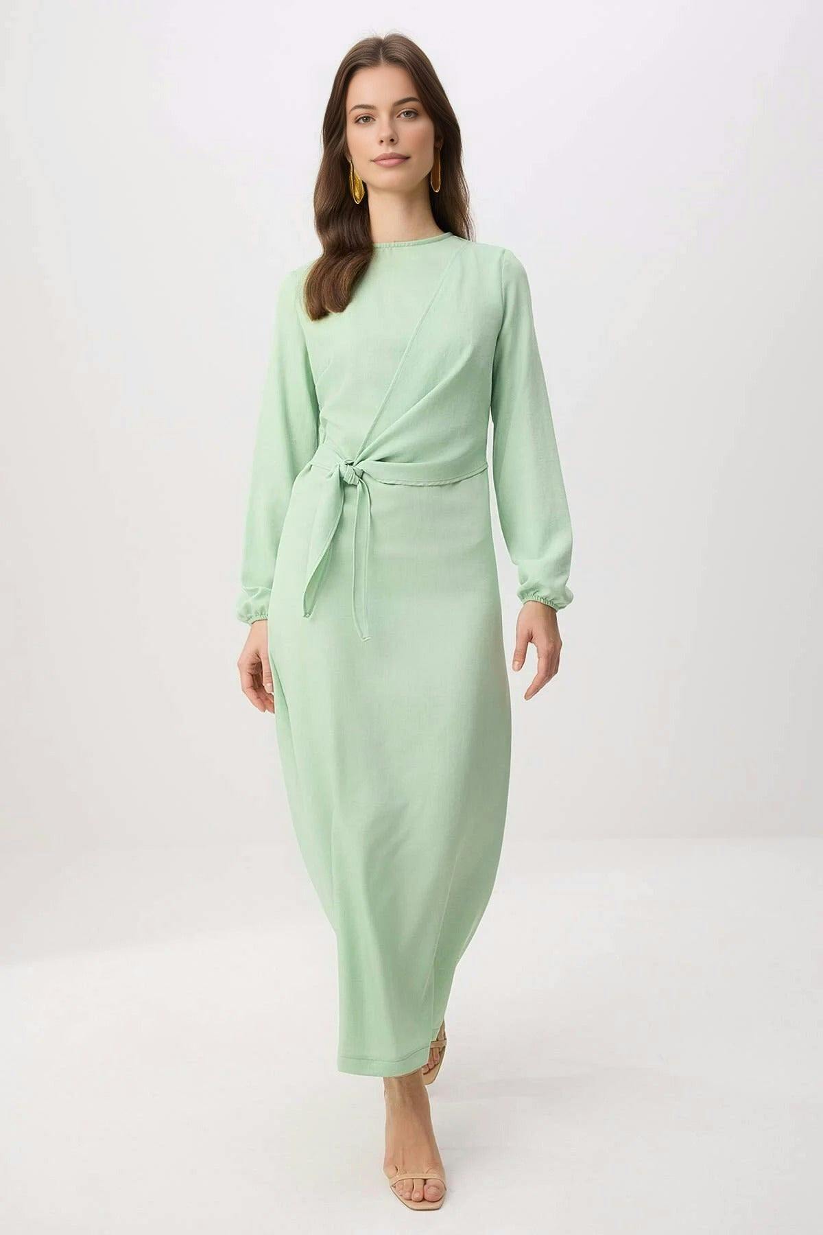 Hoxton Gal Linen-Look Woven Dress - 12 - Mint