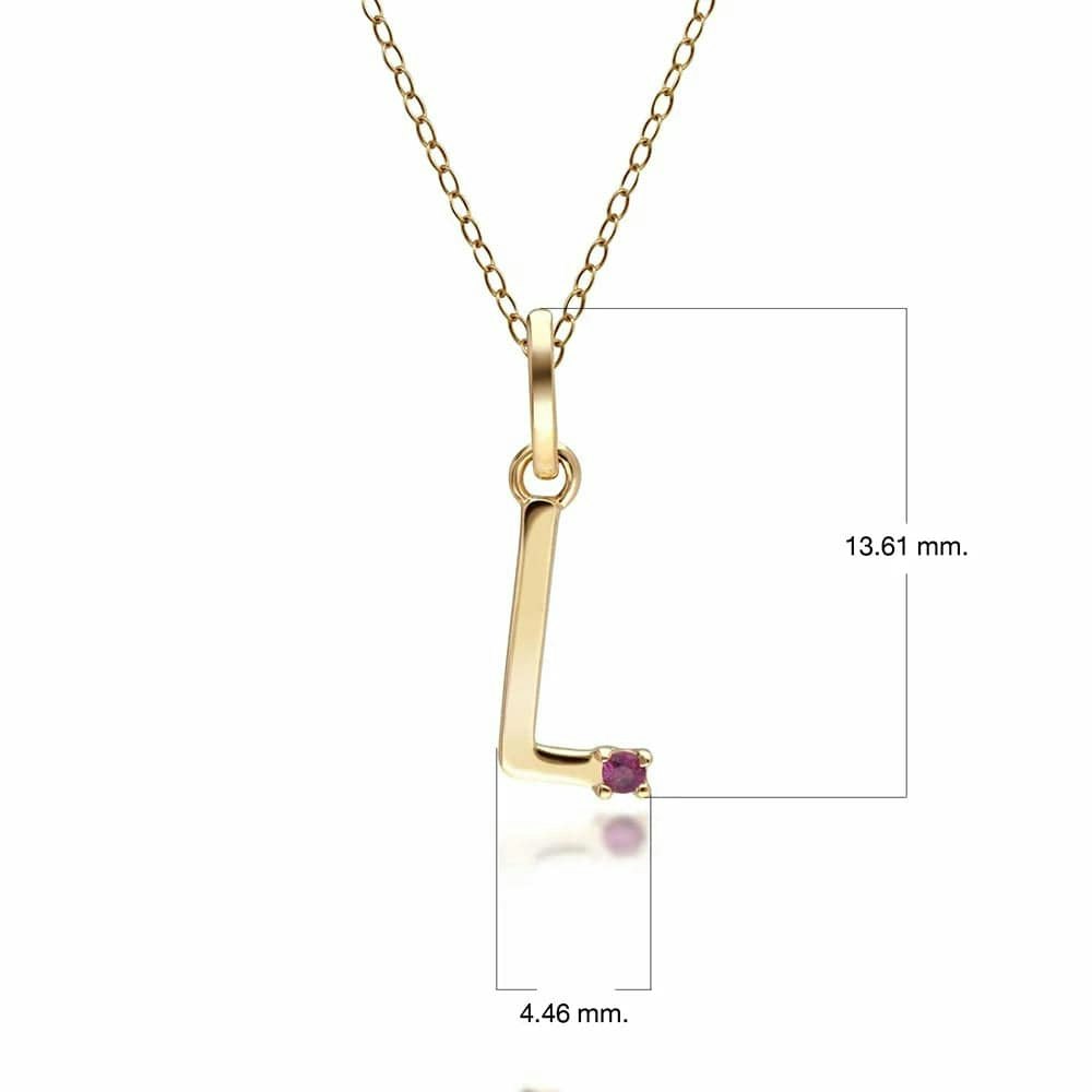Gemondo Yellow/Gold Initial Ruby Letter Necklace In 9Ct - L