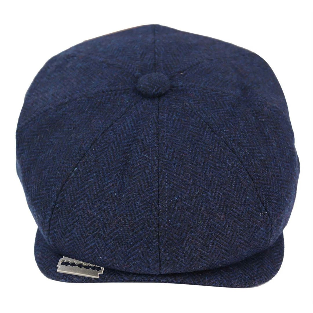 Truclothing Men's Tweed Newsboy Cap Peaky Baker Flat Check Hat - Medium - Navy
