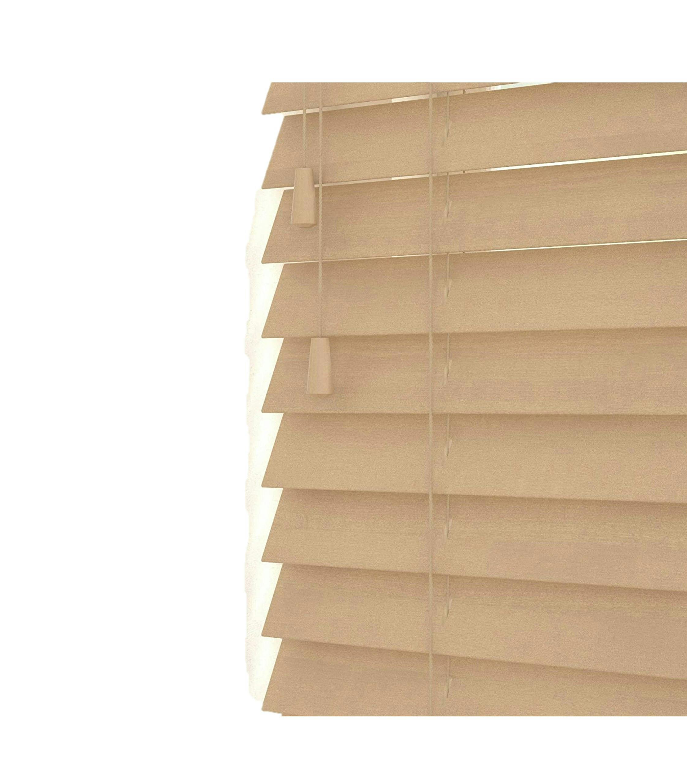 Rackhams Fawn Oak Wooden Venetian Blinds With Strings (130Cm Drop) - 75Cm