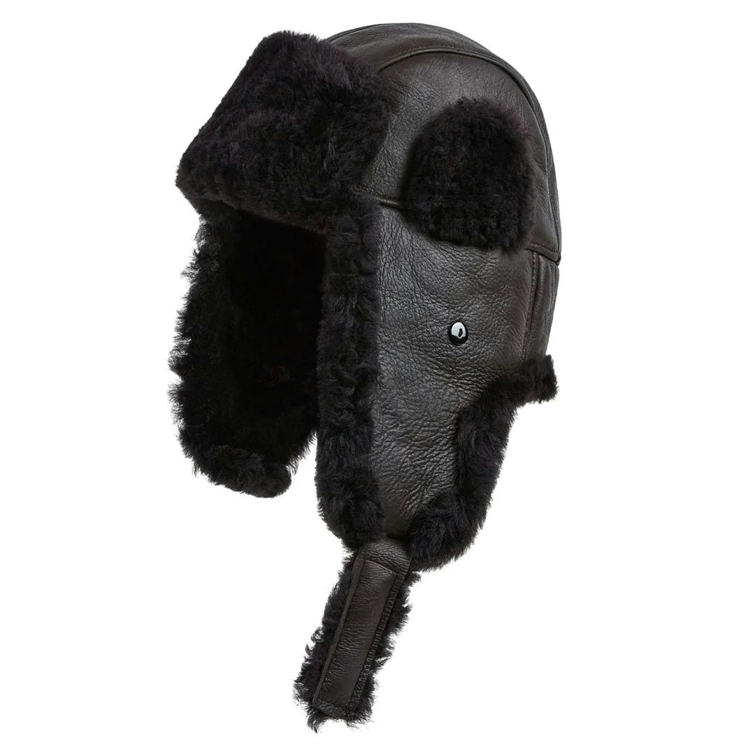 Infinity Leather Men's Brown Leather Company Raf Aviator Sheepskin B-55 Navigator Hat - Small