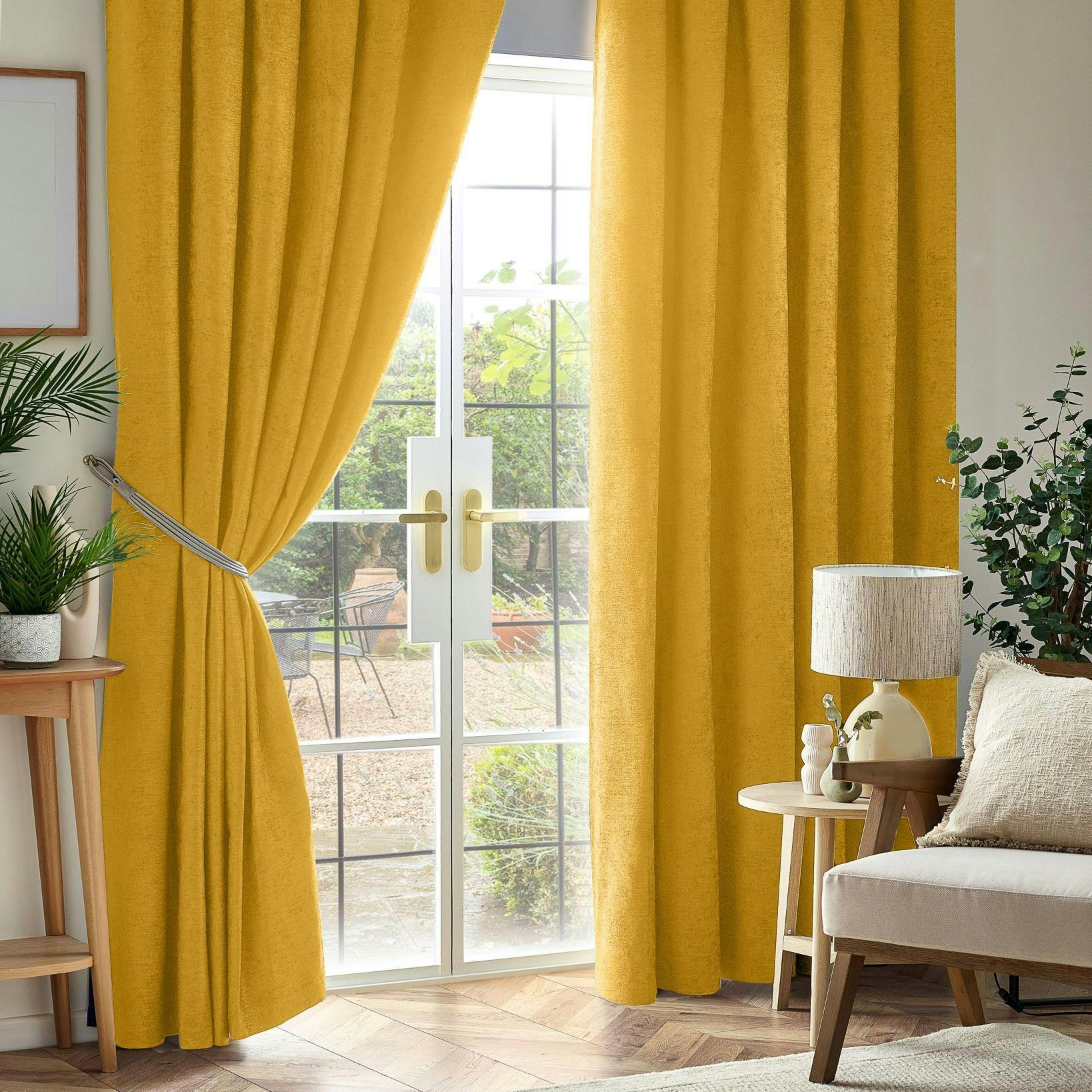 Rackhams Light/Black Chenille Blackout Pencil Pleat Top Curtains - 117Cm Width X 137Cm Drop