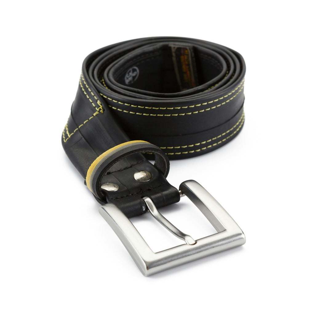 Paguro Yellow Recycled Bicycle Inner Tube Vegan Belt - S