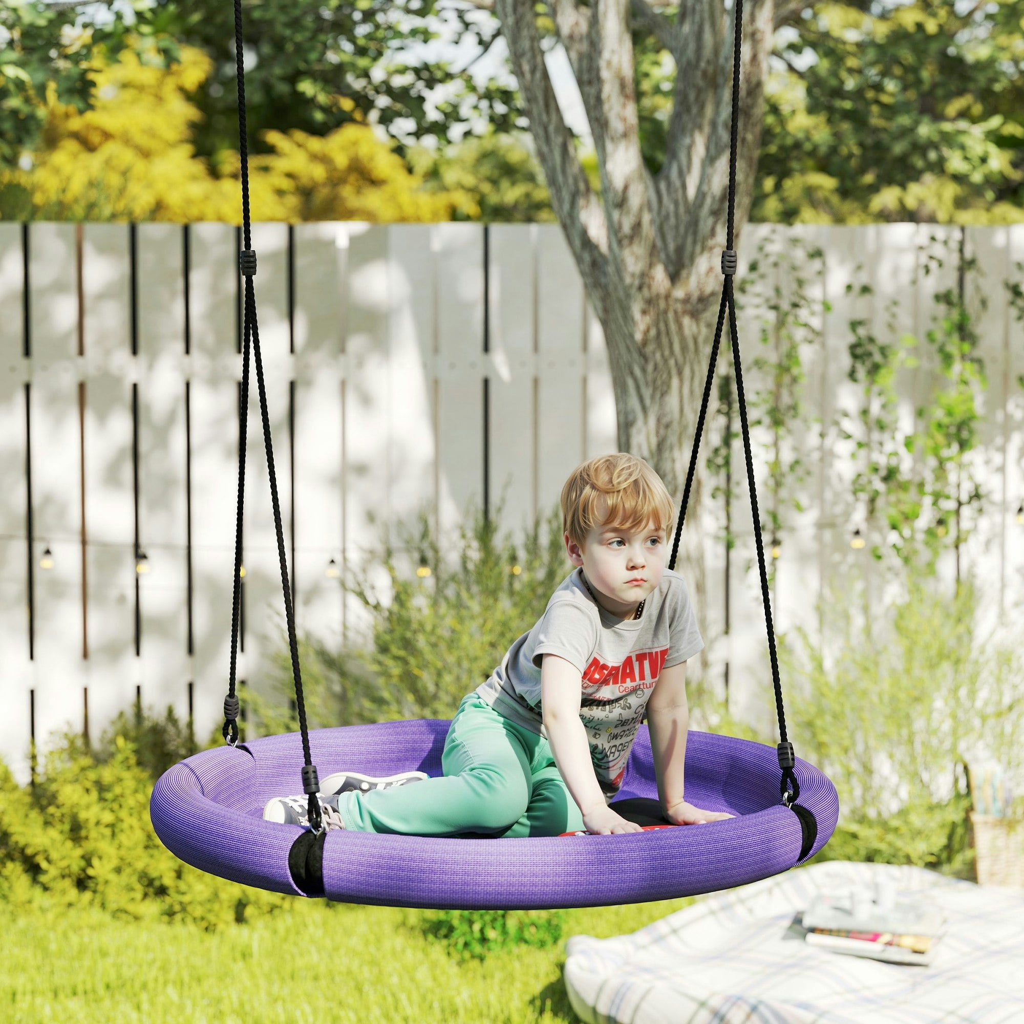 Aiyaplay Nest Swing Seat, 100 Cm Saucer Tree Swing Set For Kids