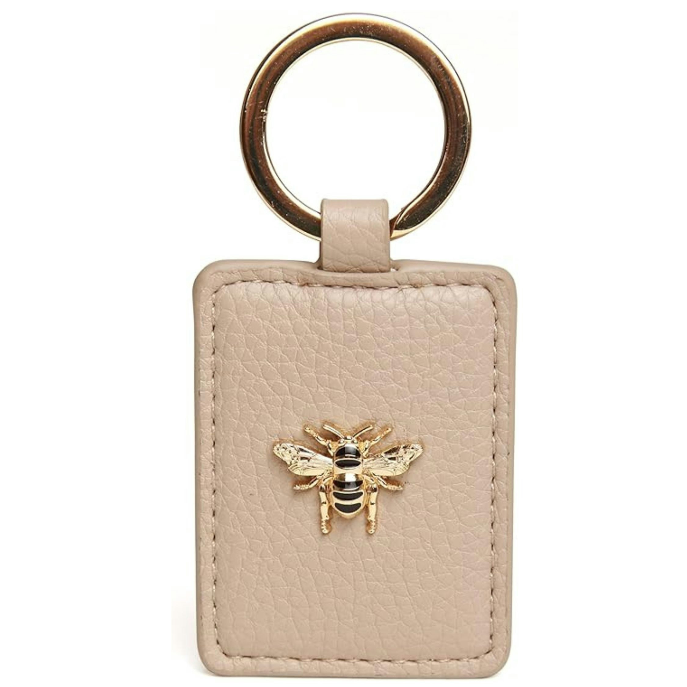 Alice Wheeler Gold Vegan Leather Bee Keyring Bag Charm - Stone