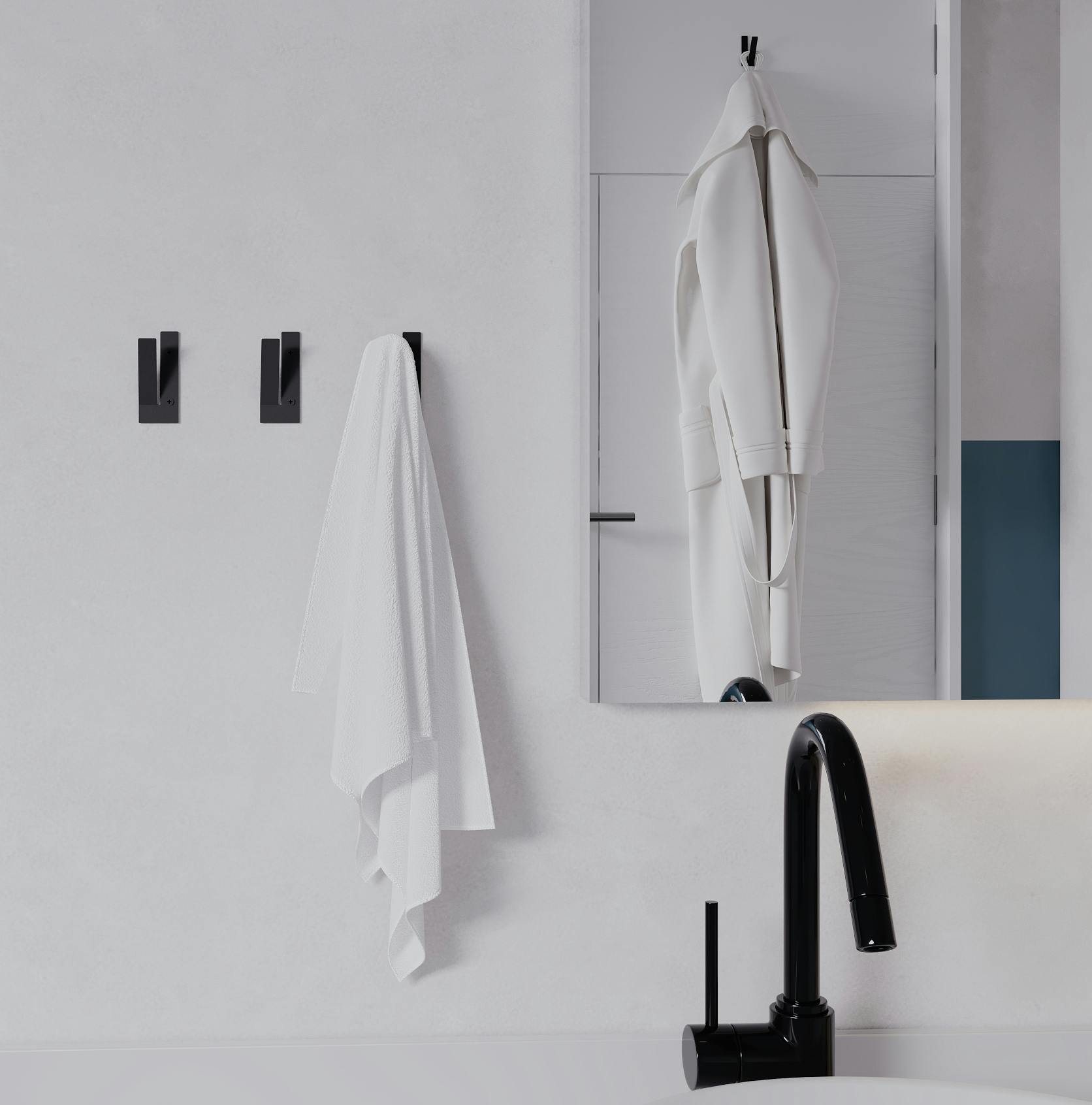 Decortie Black Modern Nora Unique Metal Triple Hooks For Hanging, Set Of 3 Matte Hooks Kitchen, Waterproof, Stainless Steel Hooks - Metal