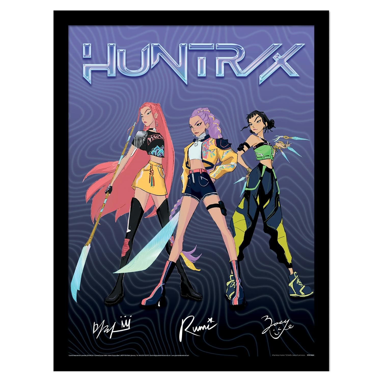 K-Pop Demon Hunters Huntrix Signature Framed Poster - Multicoloured - One Size - Multicoloured