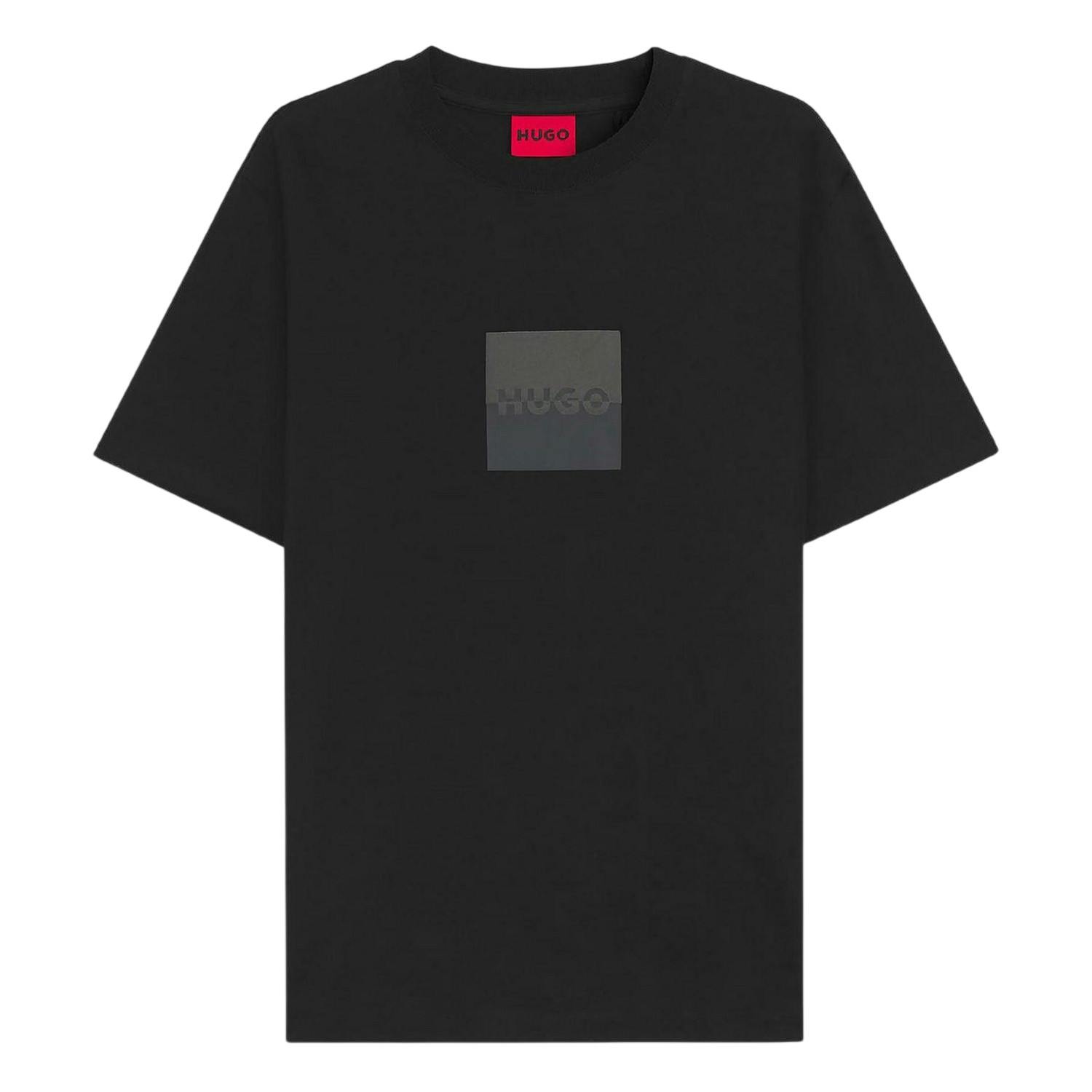 Hugo Men's Black Split Logo Cotton Jersey T-Shirt - L - 100% Cotton