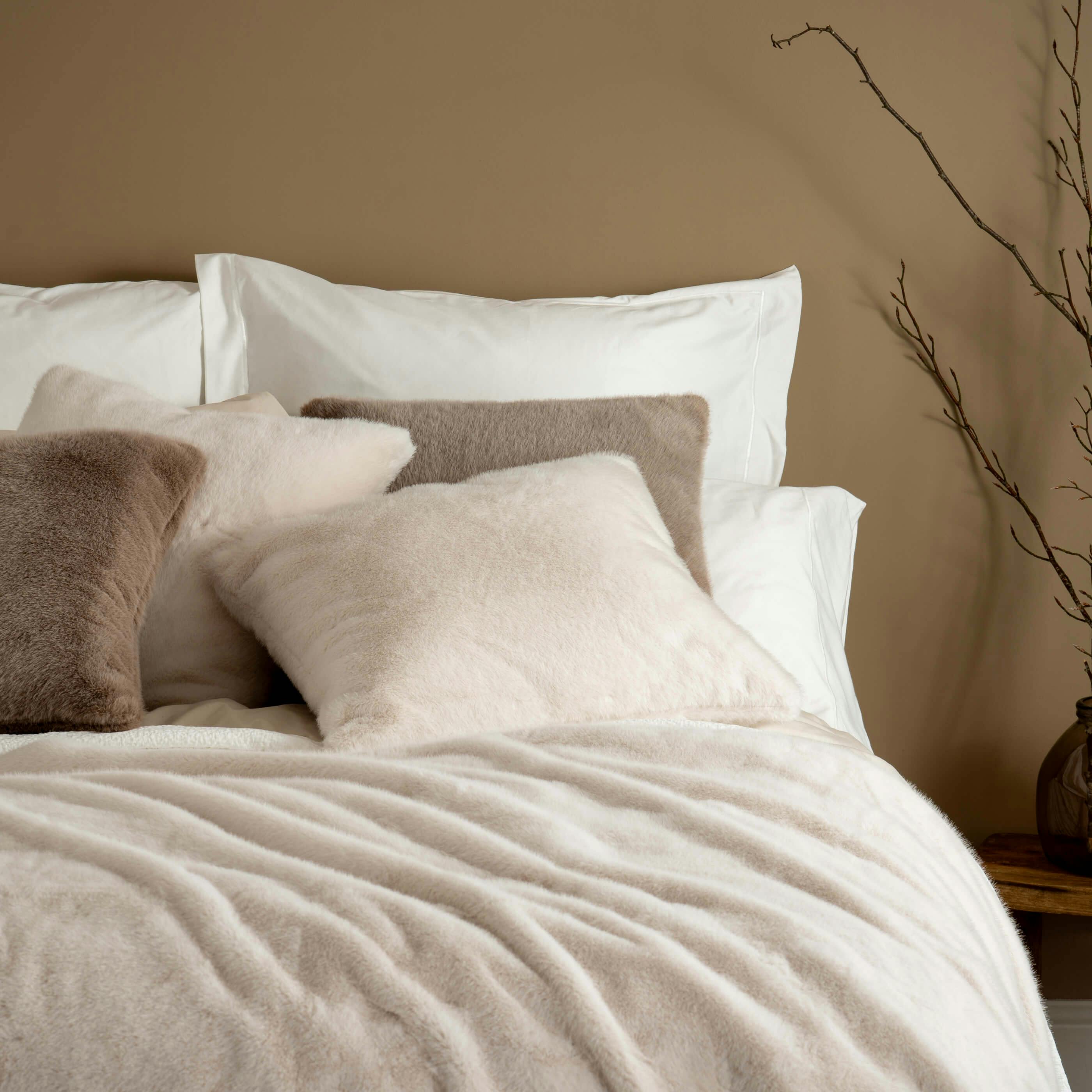 Rackhams Ivory Faux Fur Cushions - Pair (50 X 50Cm)