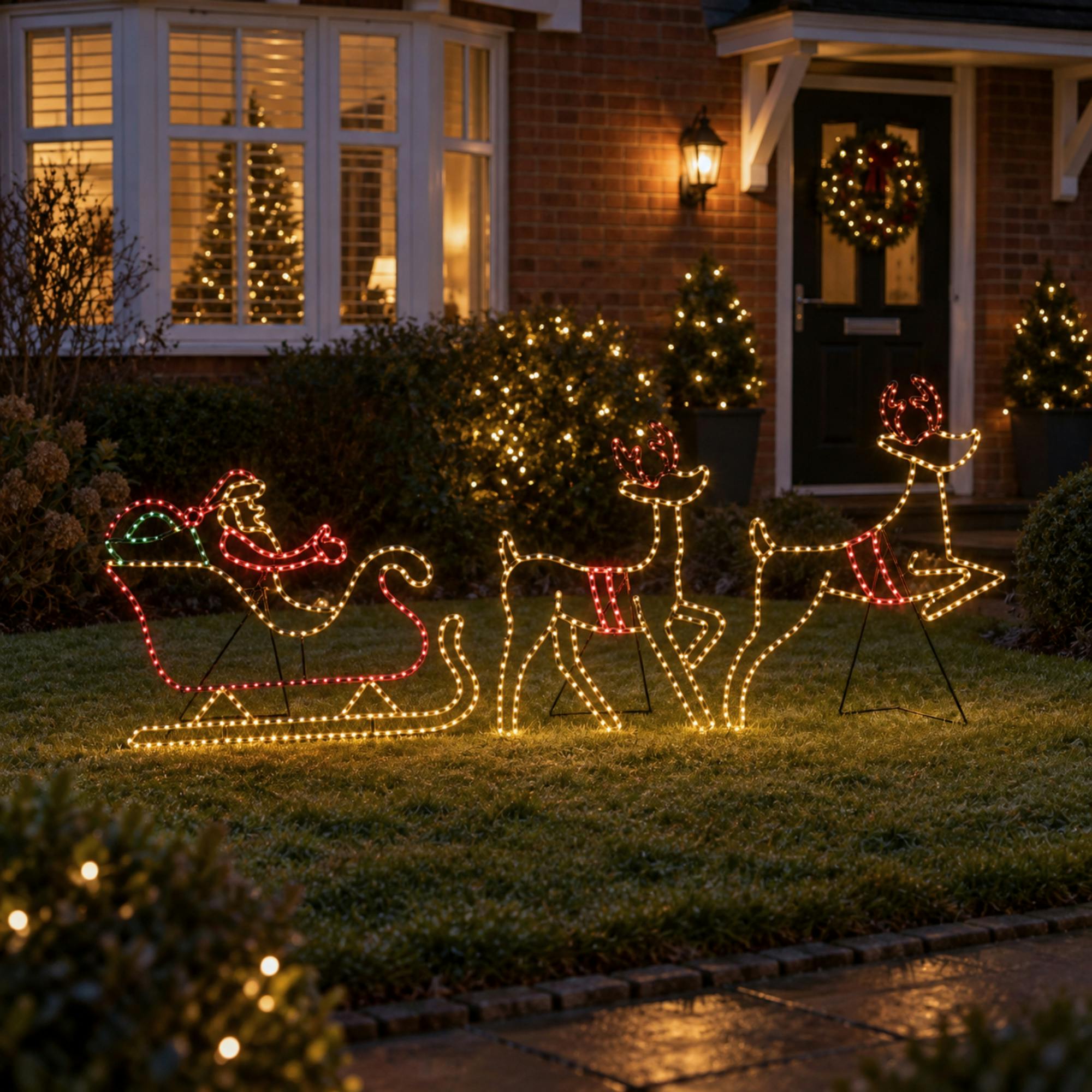 Rackhams Light Santa’s Sleigh & Reindeer Up Christmas Silhouette With 662 Leds