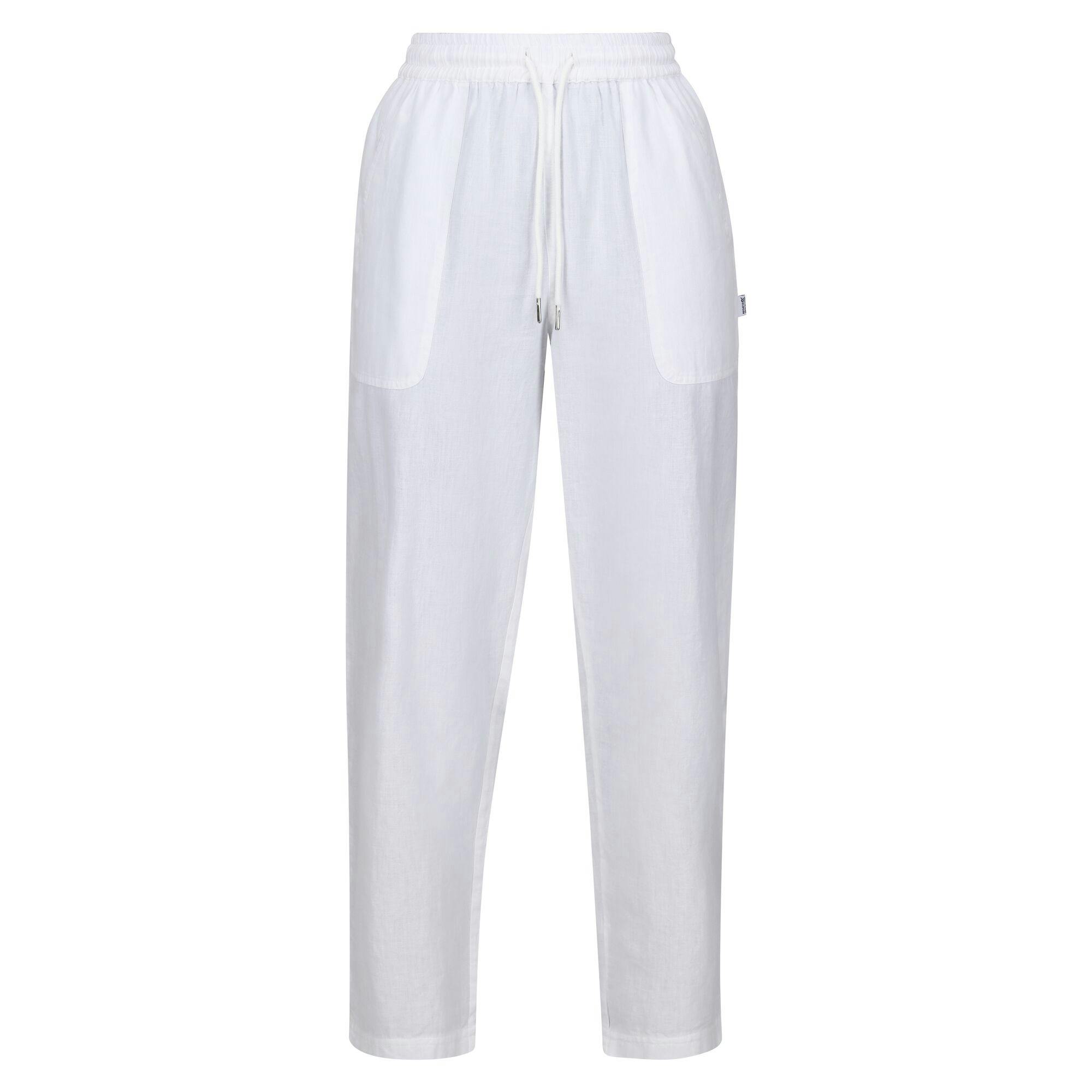 Regatta Women's White / Corso Trousers - 16 Uk R - 90% Cotton/10% Linen