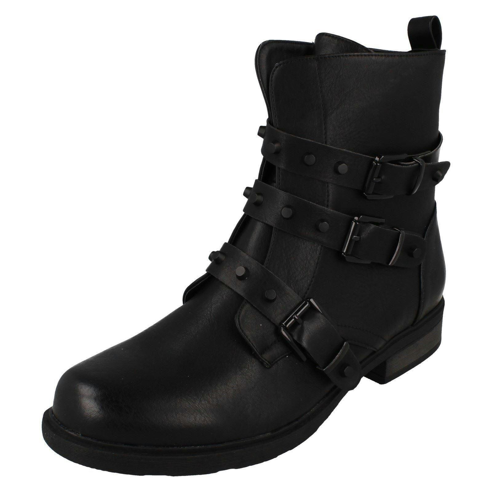 Spot On Women's Black Ankle Boots F51019 - Uk 3