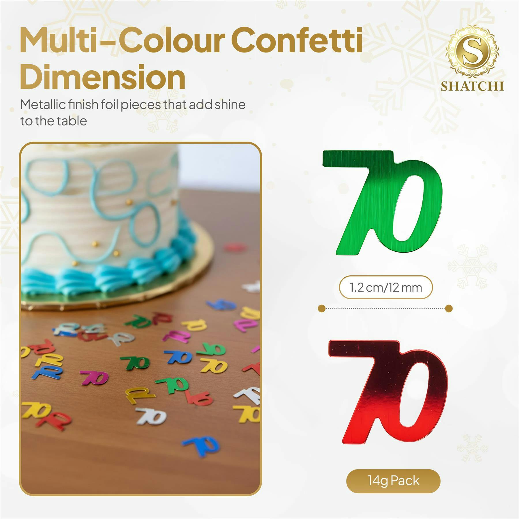 Shatchi 70Th Birthday Multicolour Foil Confetti Pack For Party Tables, 1, 2 Or 4 Pack Options - 1Pk