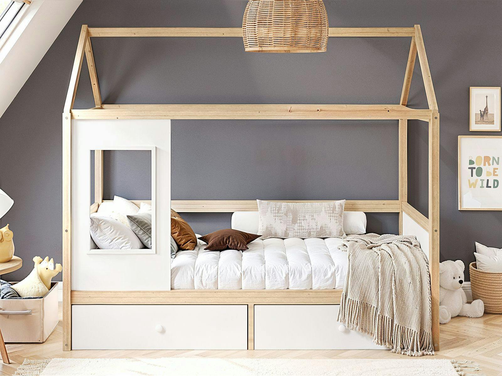Rackhams White Ted Play House Wooden Bed With Storage